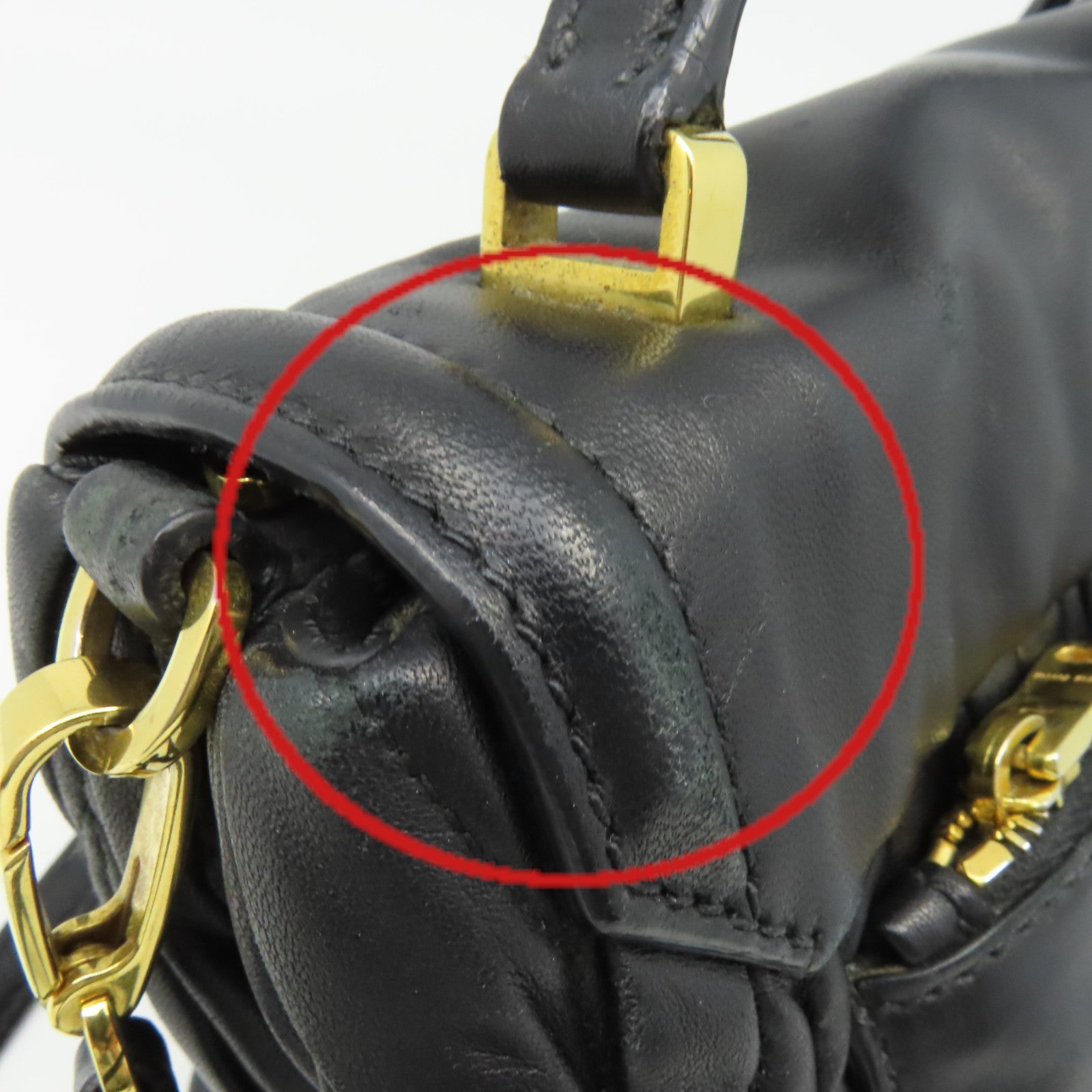 Miu Miu 牛皮皮革2Way Shoulder Bag金扣手挽肩背兩用袋黑色