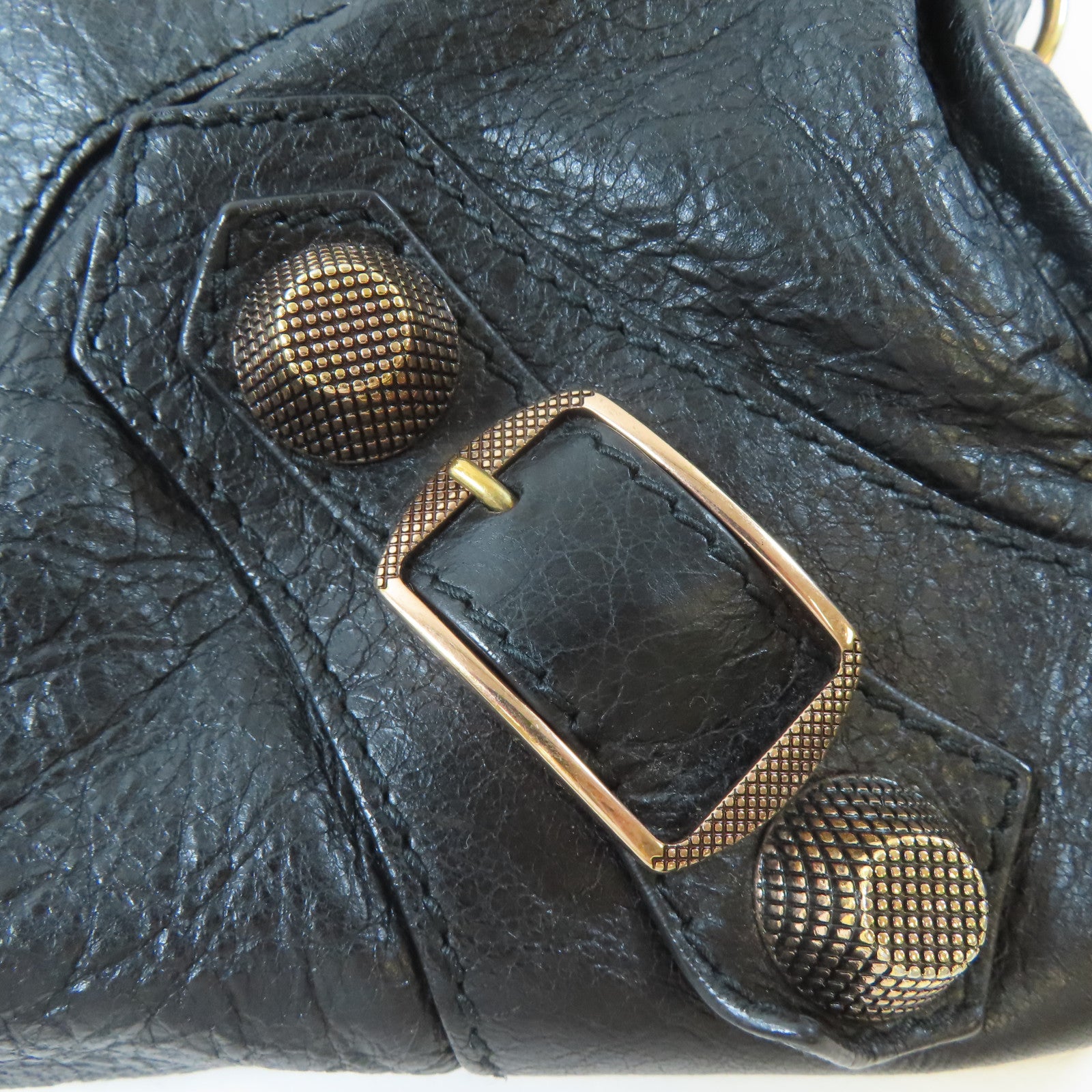 BALENCIAGA 牛皮皮革Giant City金扣手挽肩背兩用袋黑色