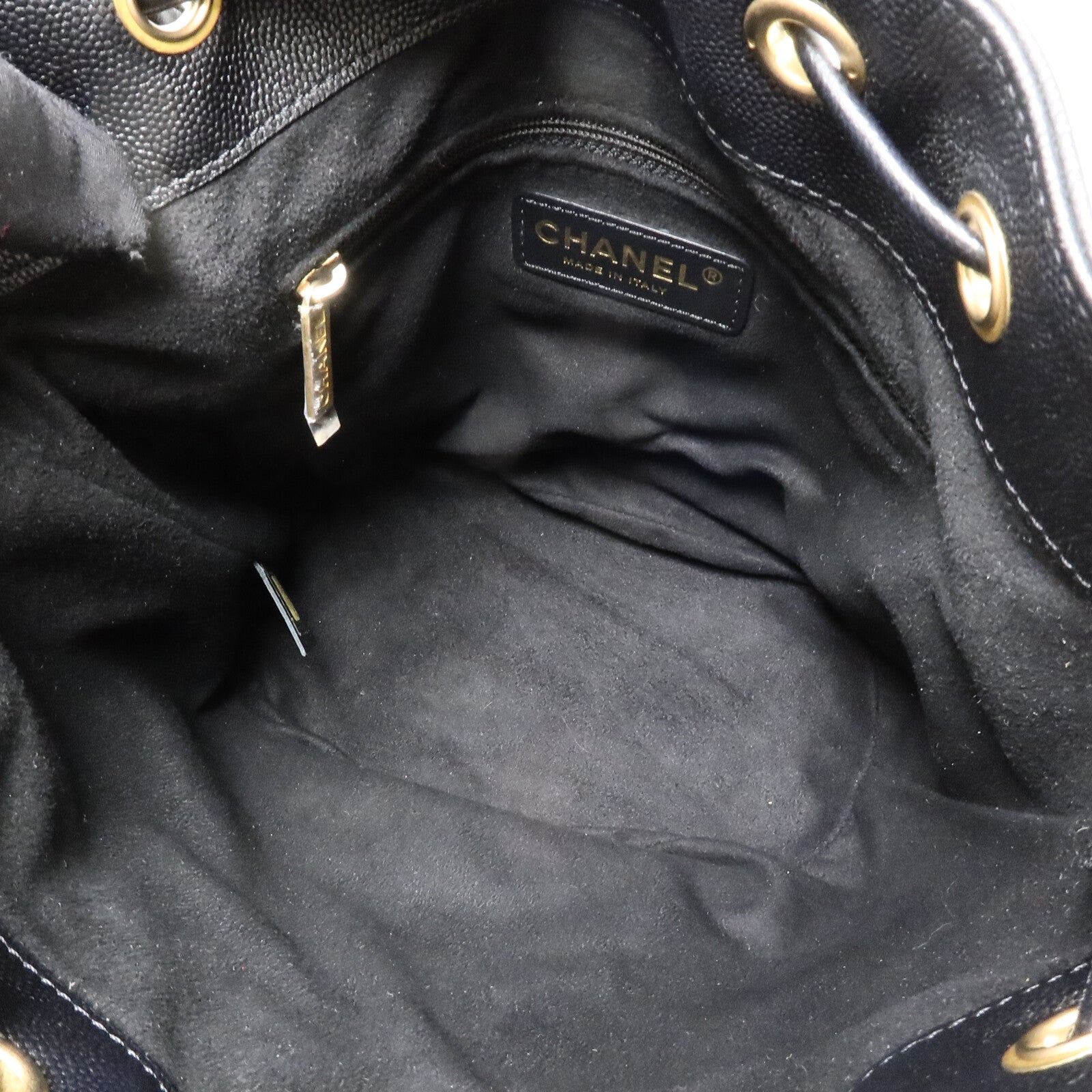 CHANEL 牛皮皮革Drawstring Bucket鏈帶肩背袋