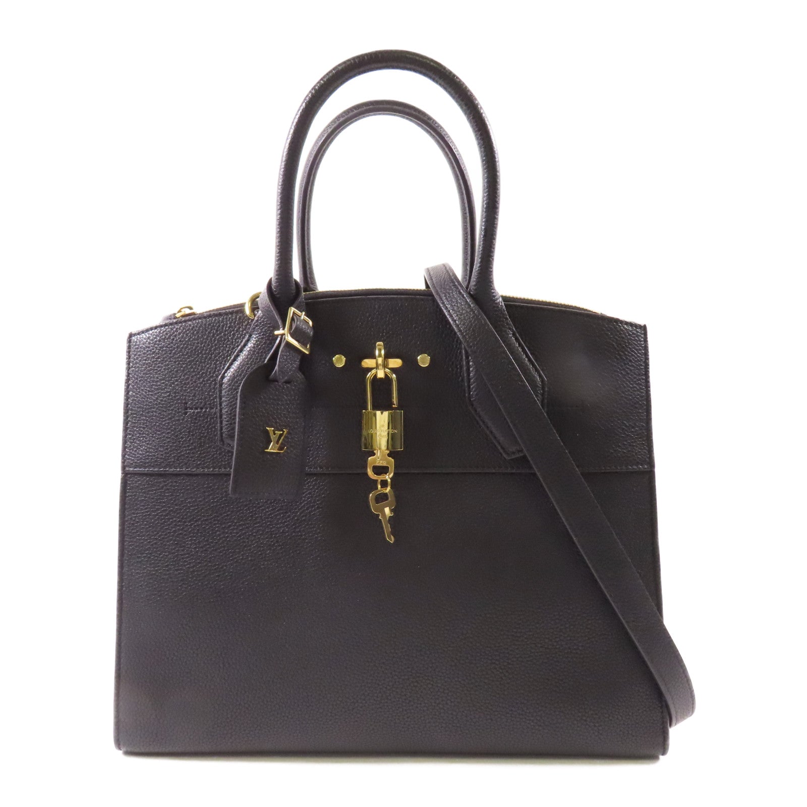 LOUIS VUITTON 皮革City Steamer MM金扣手挽肩背兩用袋