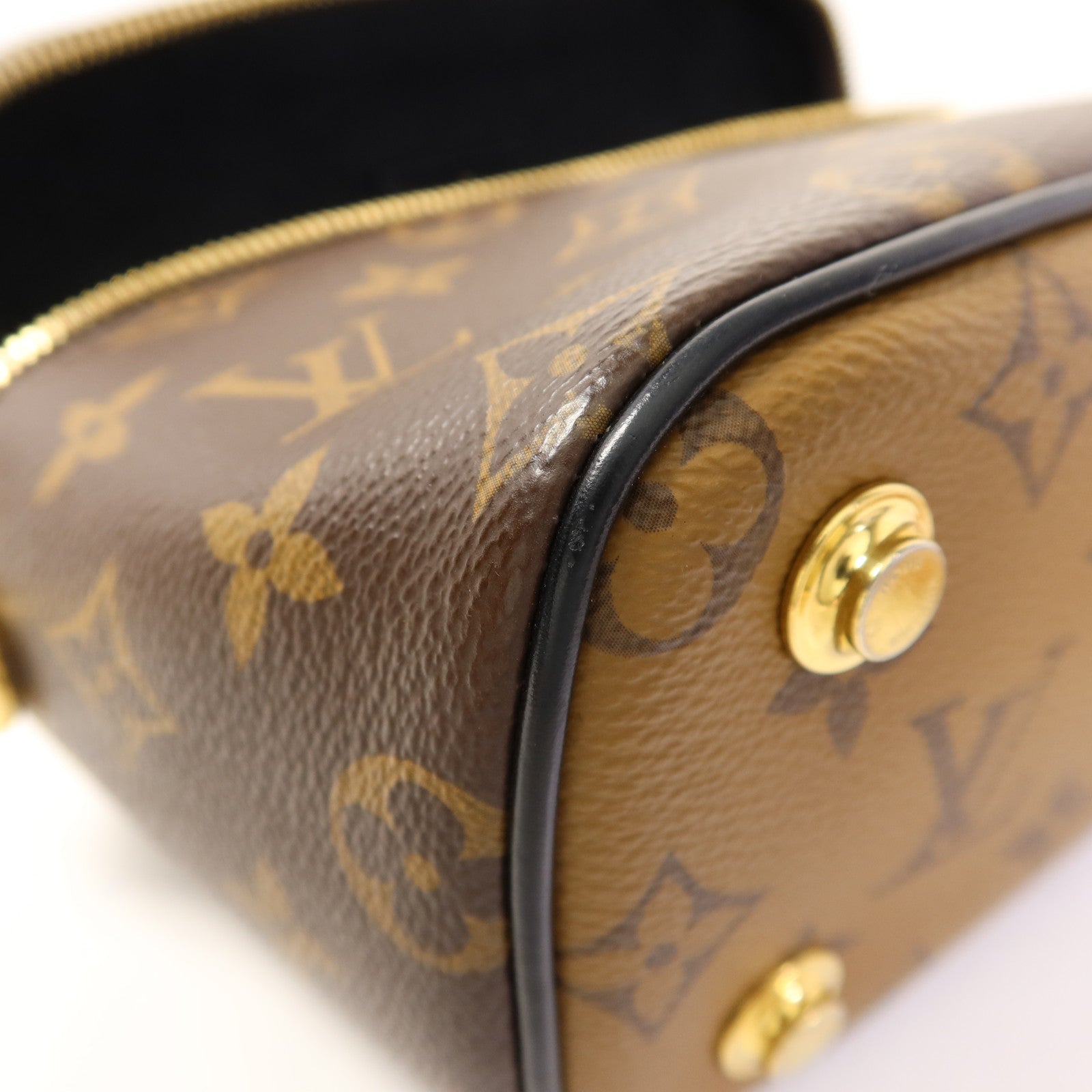 LOUIS VUITTON Monogram Reverse Vanity PM金扣手挽肩背兩用袋棕色