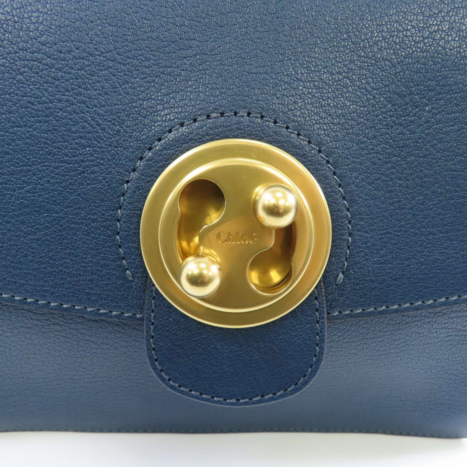 Chloe 【激減優惠】牛皮皮革Sacs Porte Epau金扣手挽肩背兩用袋藍色