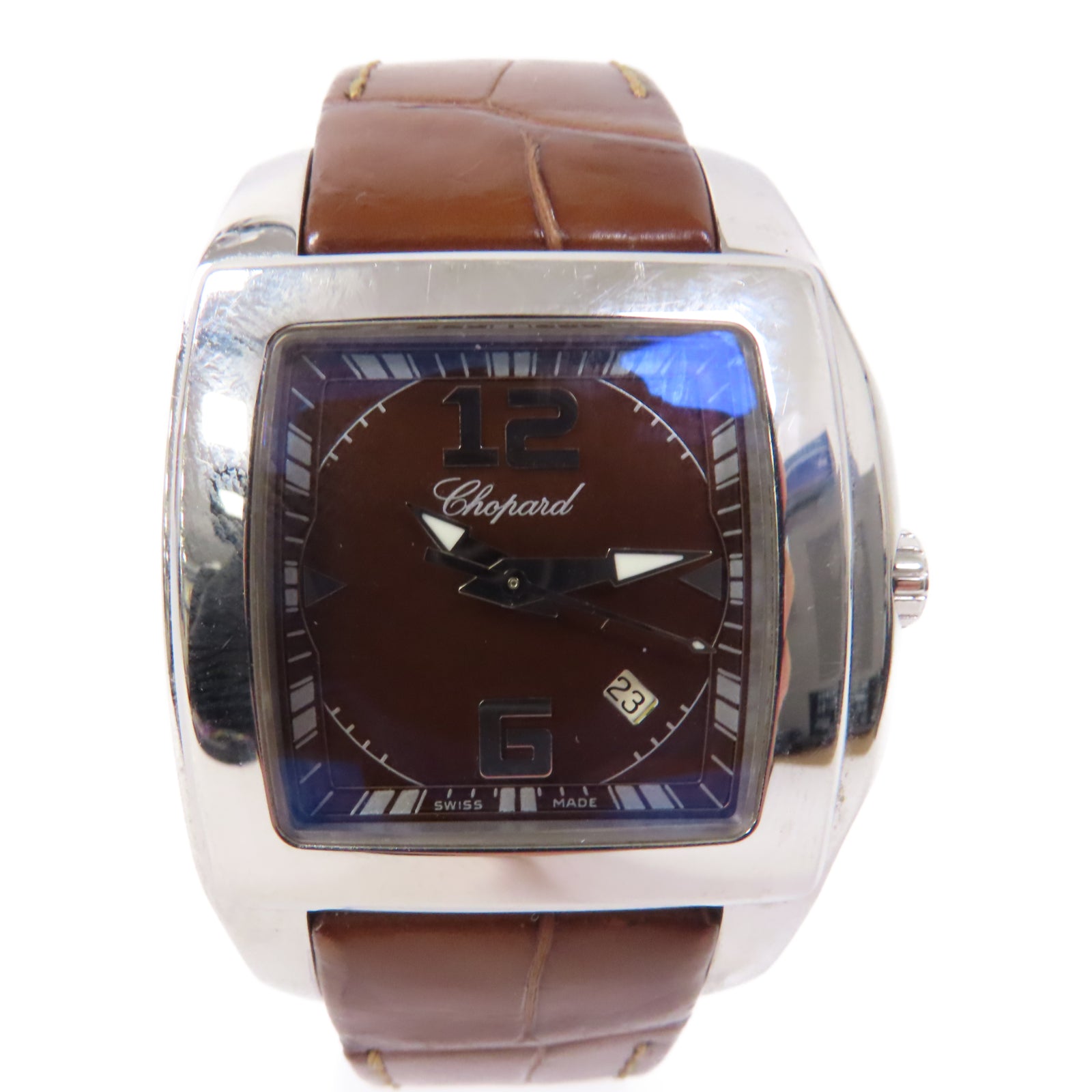 Chopard Two O Ten皮革/不鏽鋼手錶石英機芯啡色