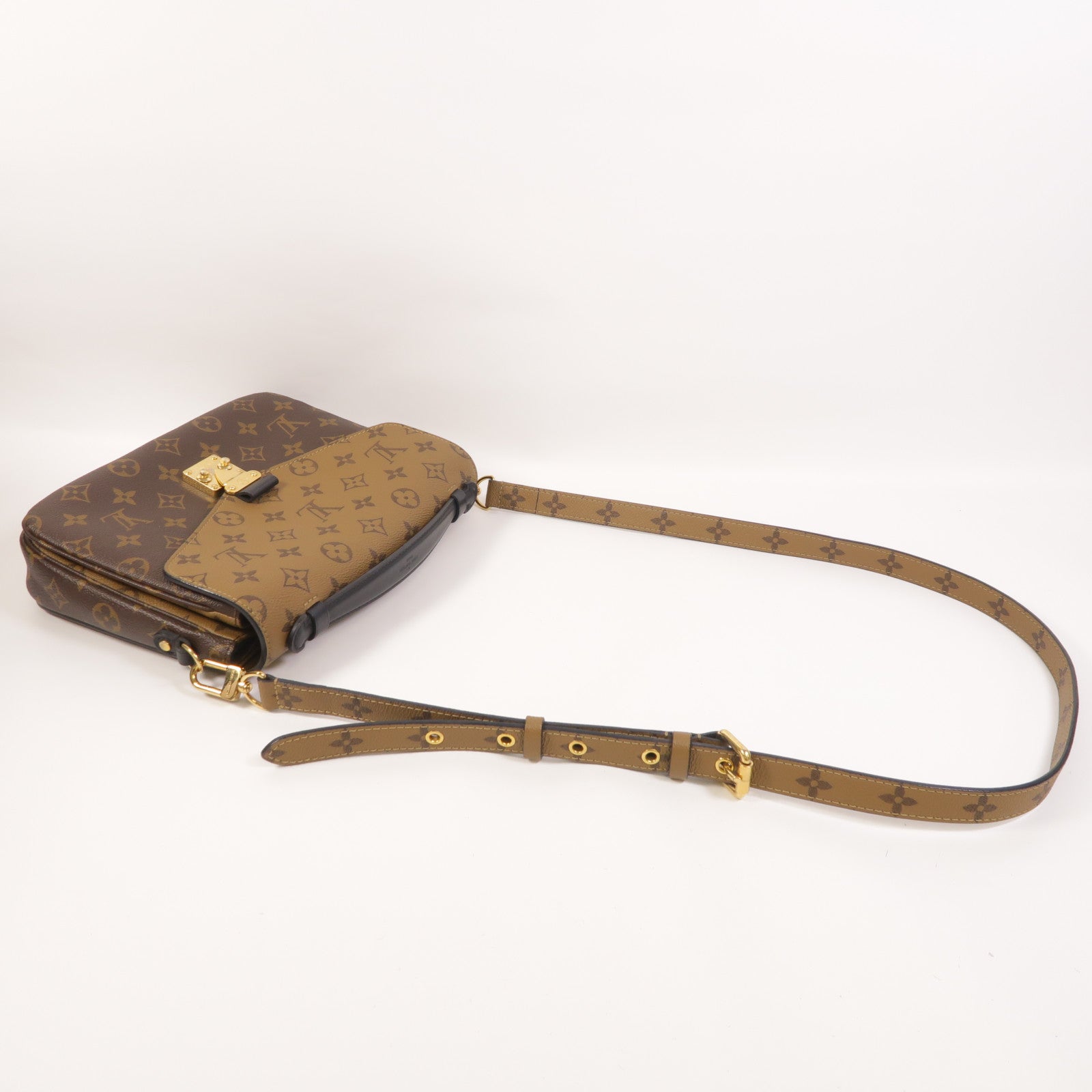 LOUIS VUITTON Monogram Reverse Pochette Metis金扣手挽肩背兩用袋