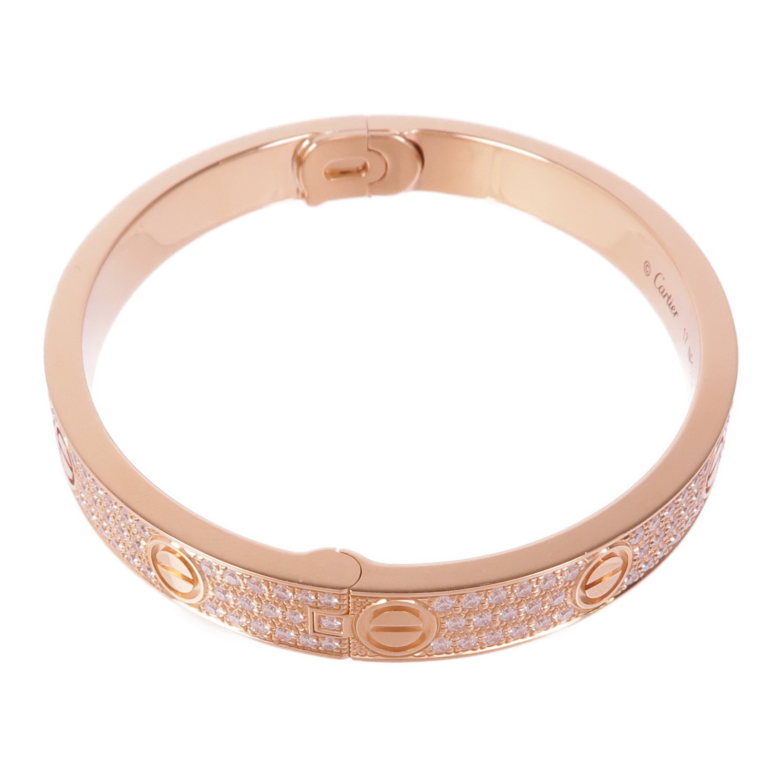 CARTIER 18K玫瑰金Love Bangle Full Diamond鑽石手鐲Cartier#17