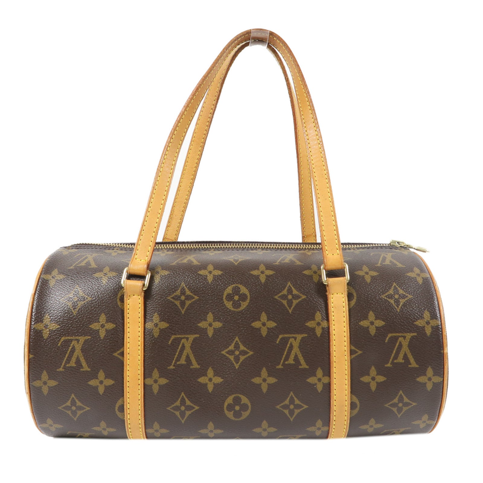 LOUIS VUITTON Monogram Papillon PM金扣手挽袋棕色