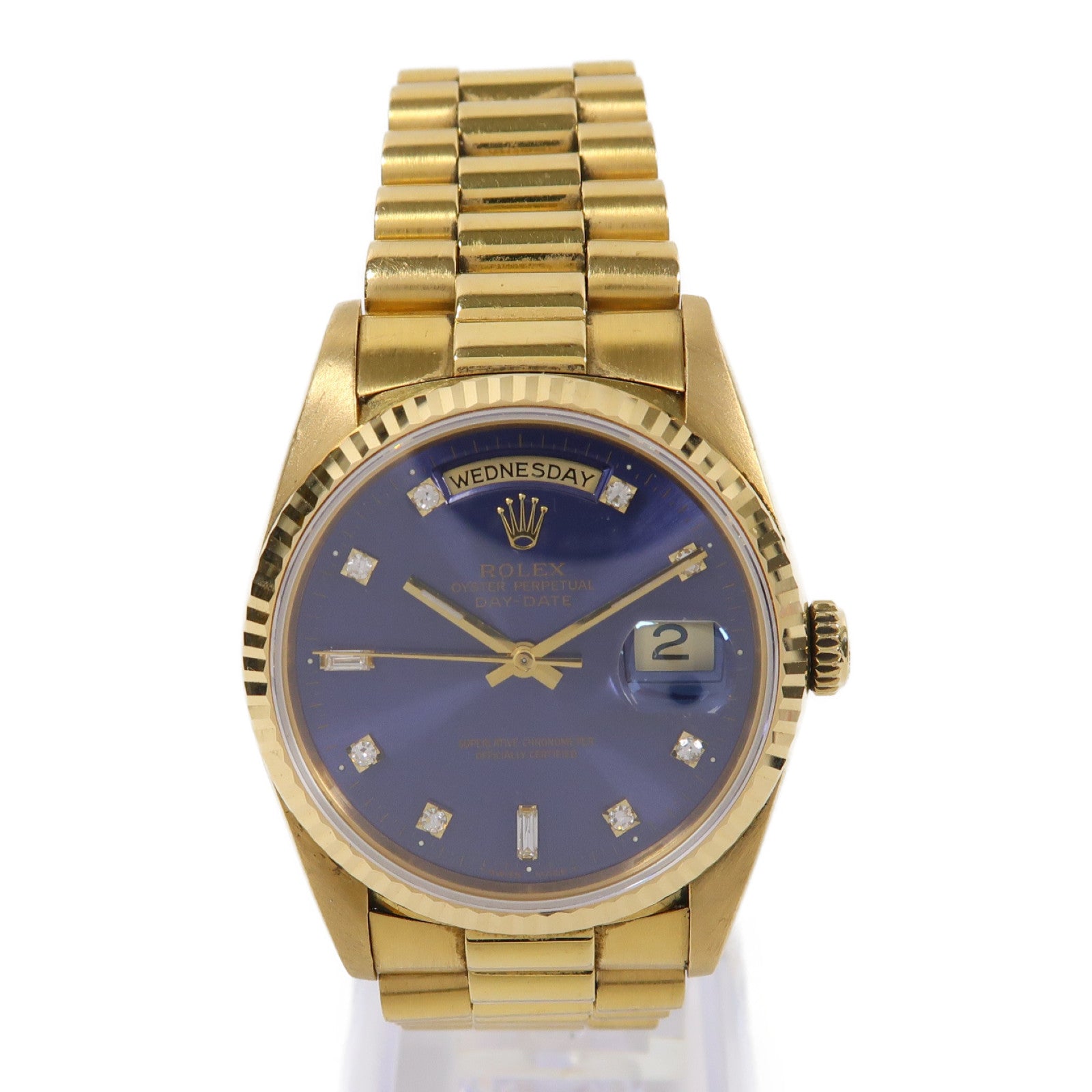 ROLEX Day-Date 18K黃金手錶自動機芯深藍色