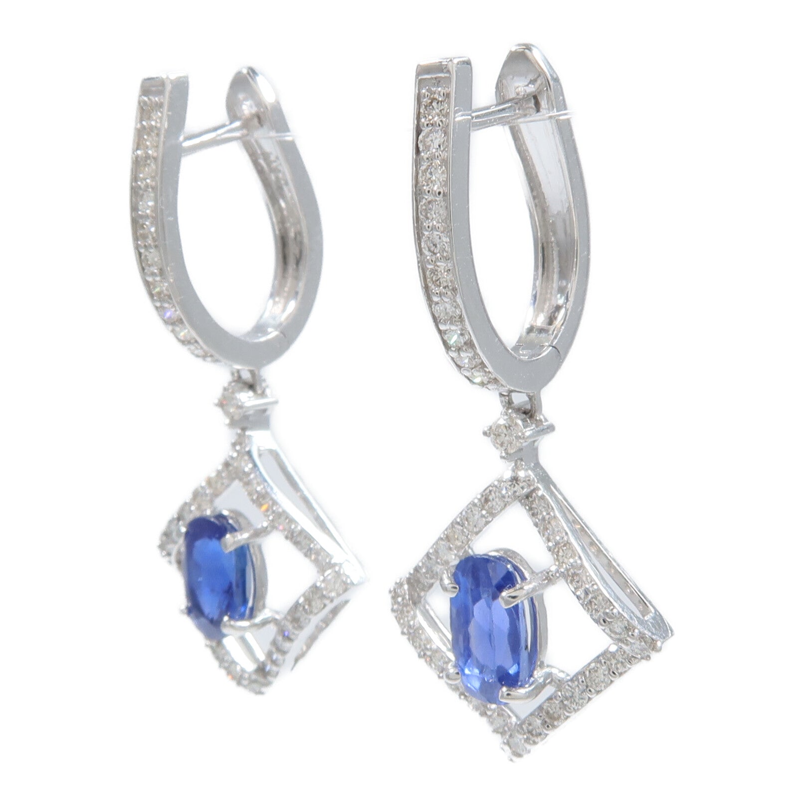 JEWELRY 18K白金Sapphire Diamond Earrings藍寶石/鑽石耳環