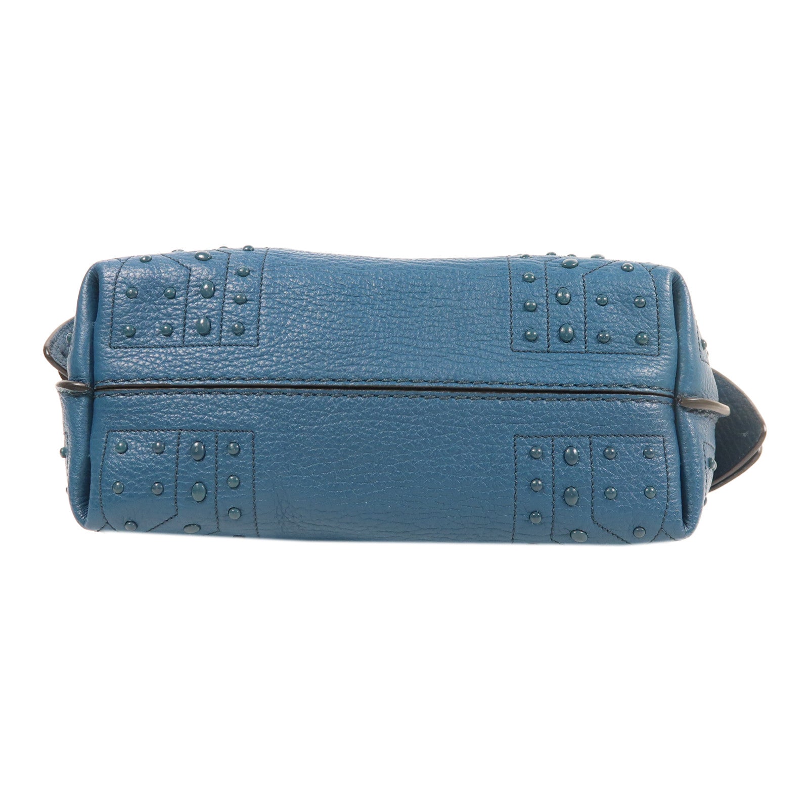 TOD'S 牛皮皮革Shoulder Bag銀扣手挽肩背兩用袋藍色