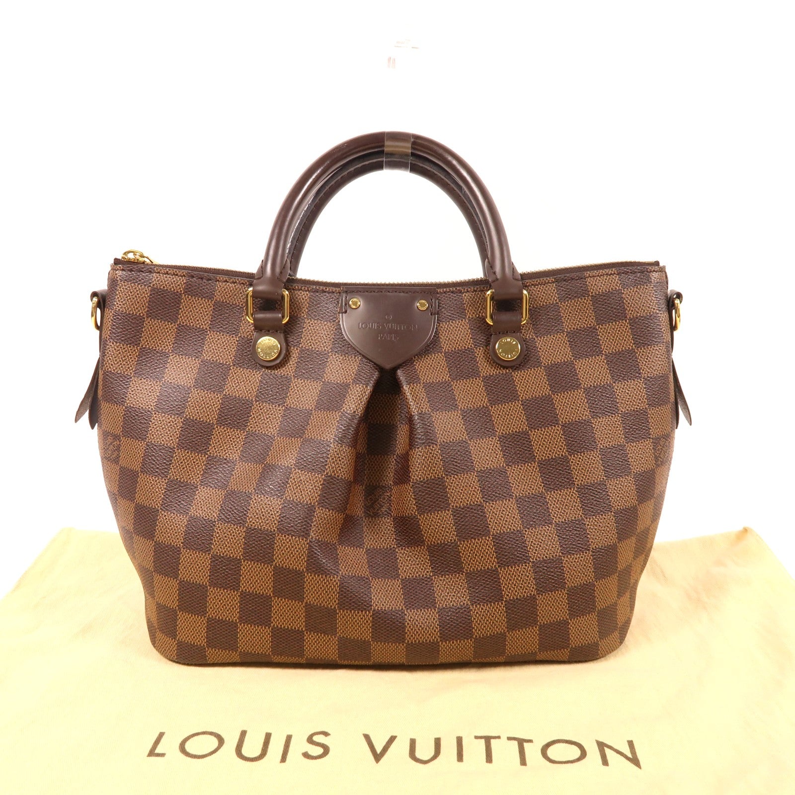 LOUIS VUITTON Damier Siena Satchel PM金扣手挽袋棕色
