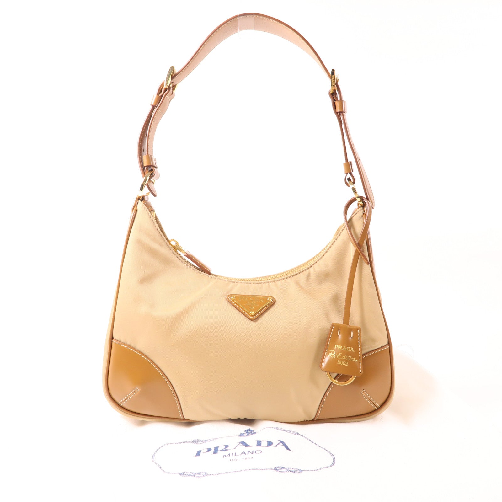 PRADA 尼龍/皮革Shoulder Bag金扣肩背袋