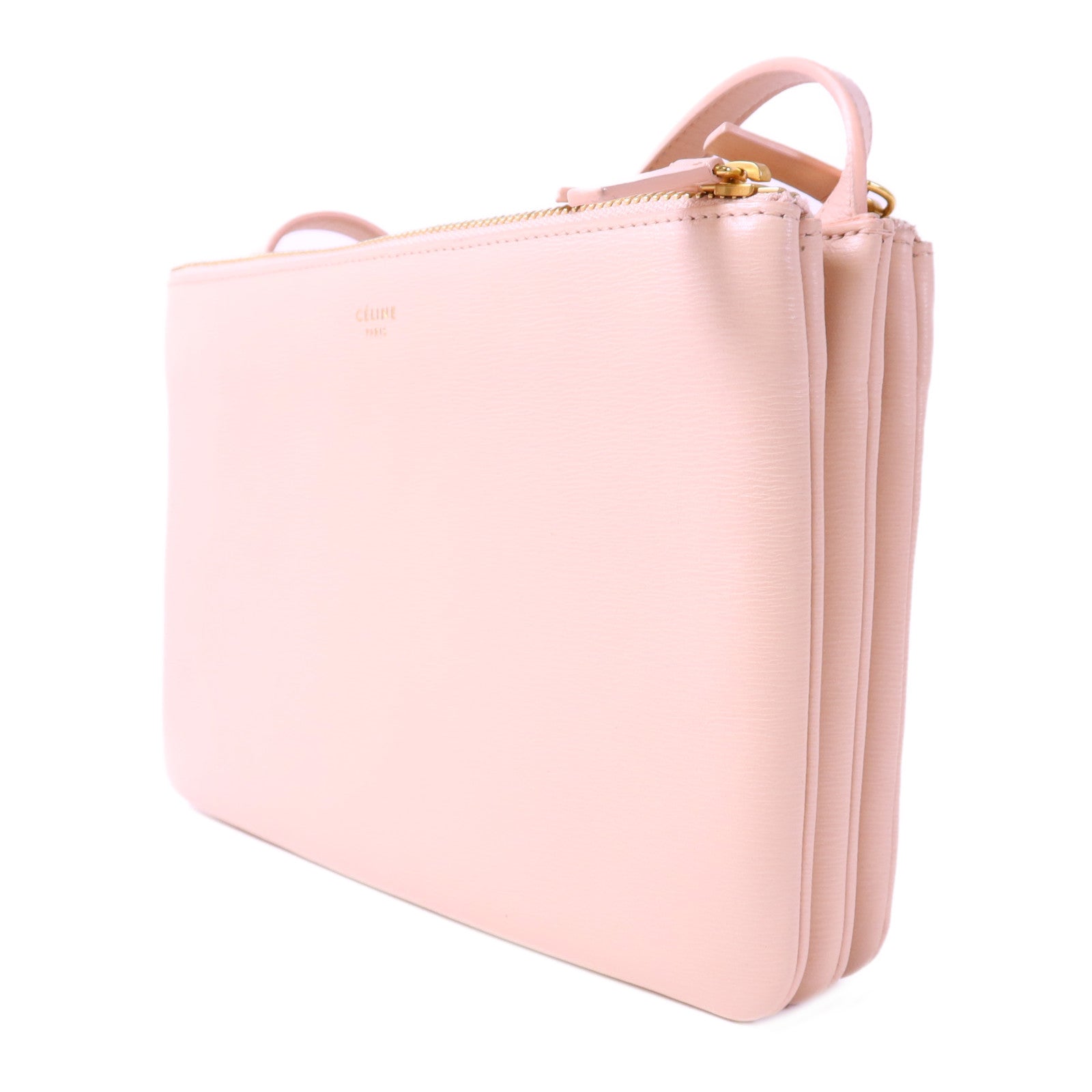 CELINE 牛皮皮革Trio金扣肩背袋