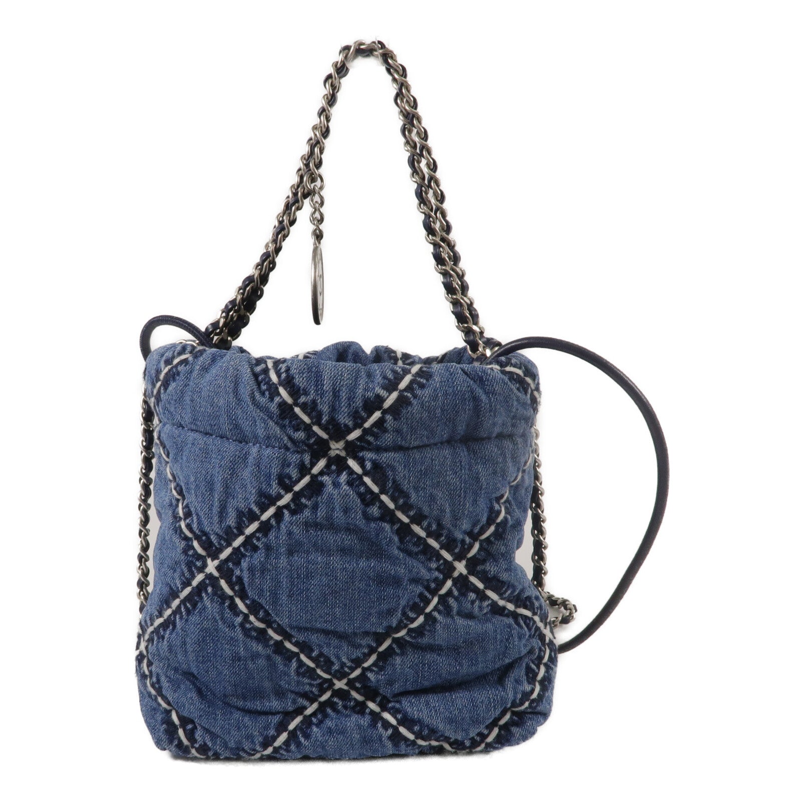 CHANEL 牛仔布Chanel 22 Mini鏈帶肩背袋