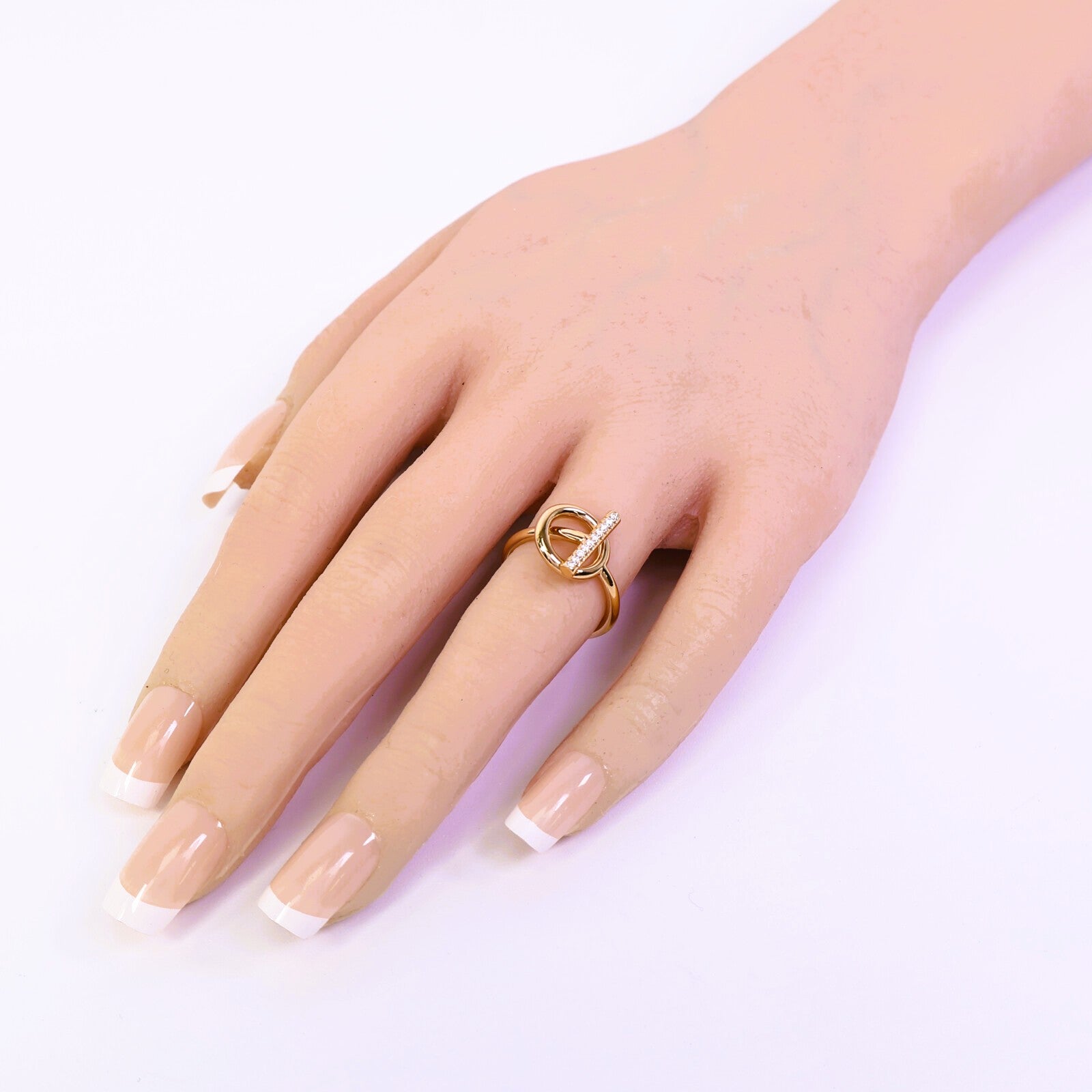 HERMES 18K玫瑰金Echappee Ring鑽石戒指