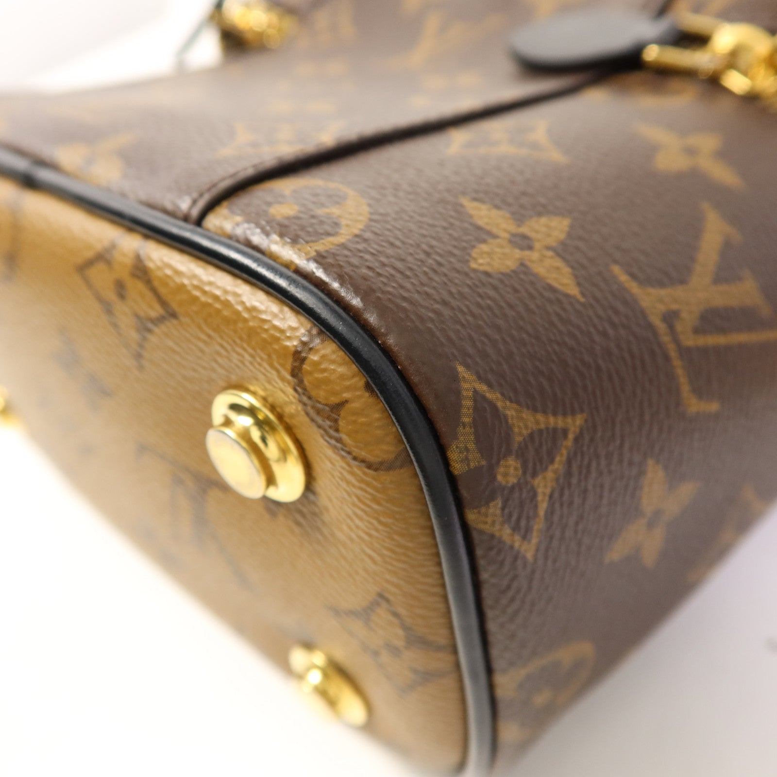 LOUIS VUITTON Monogram Reverse Vanity PM金扣手挽肩背兩用袋棕色