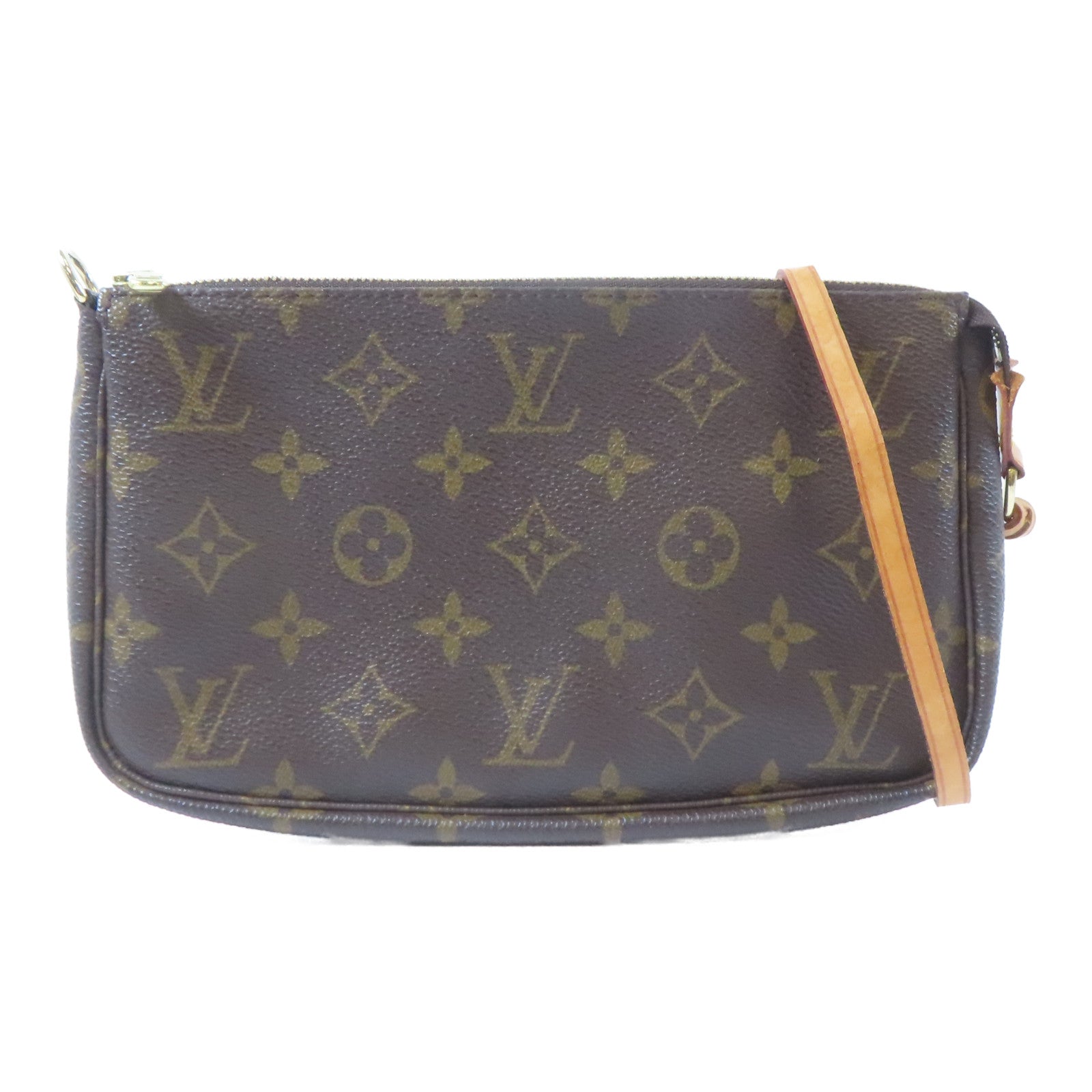 LOUIS VUITTON 【激減優惠】Monogram Pochette Accessories金扣手挽袋啡色