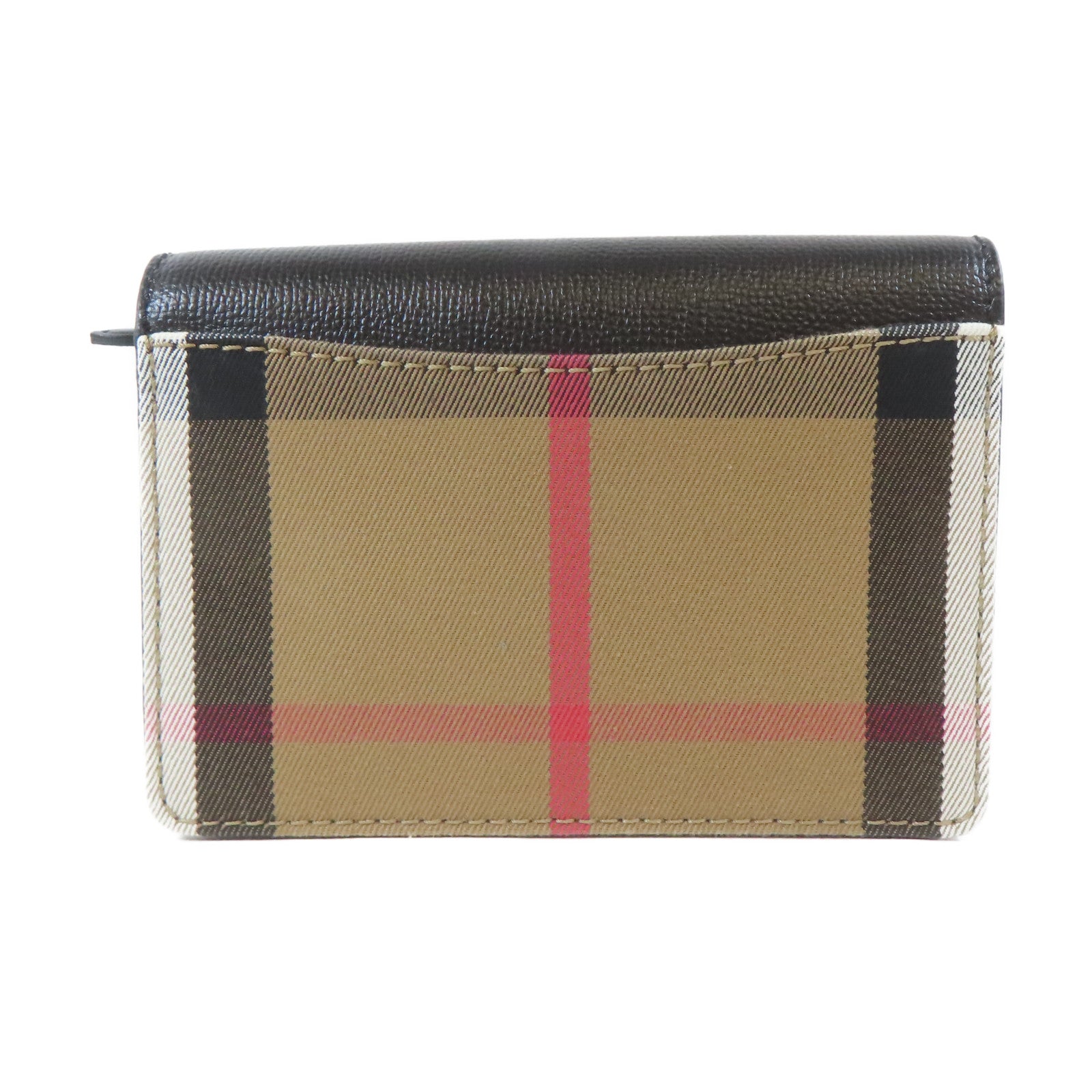 BURBERRY 牛皮皮革/帆布Shoulder Bag金扣肩背袋黑色