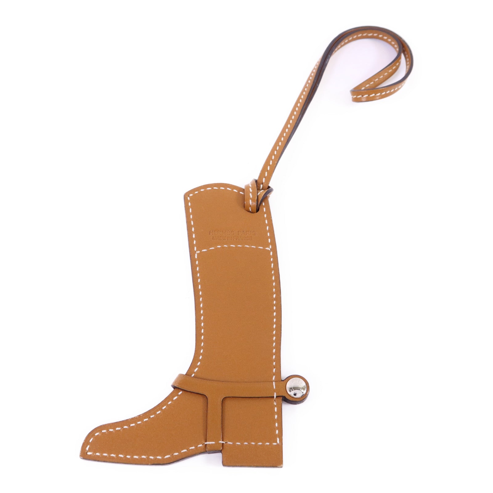 HERMES Swift皮革Paddock Boot Charm掛飾Gold/Blue Agate