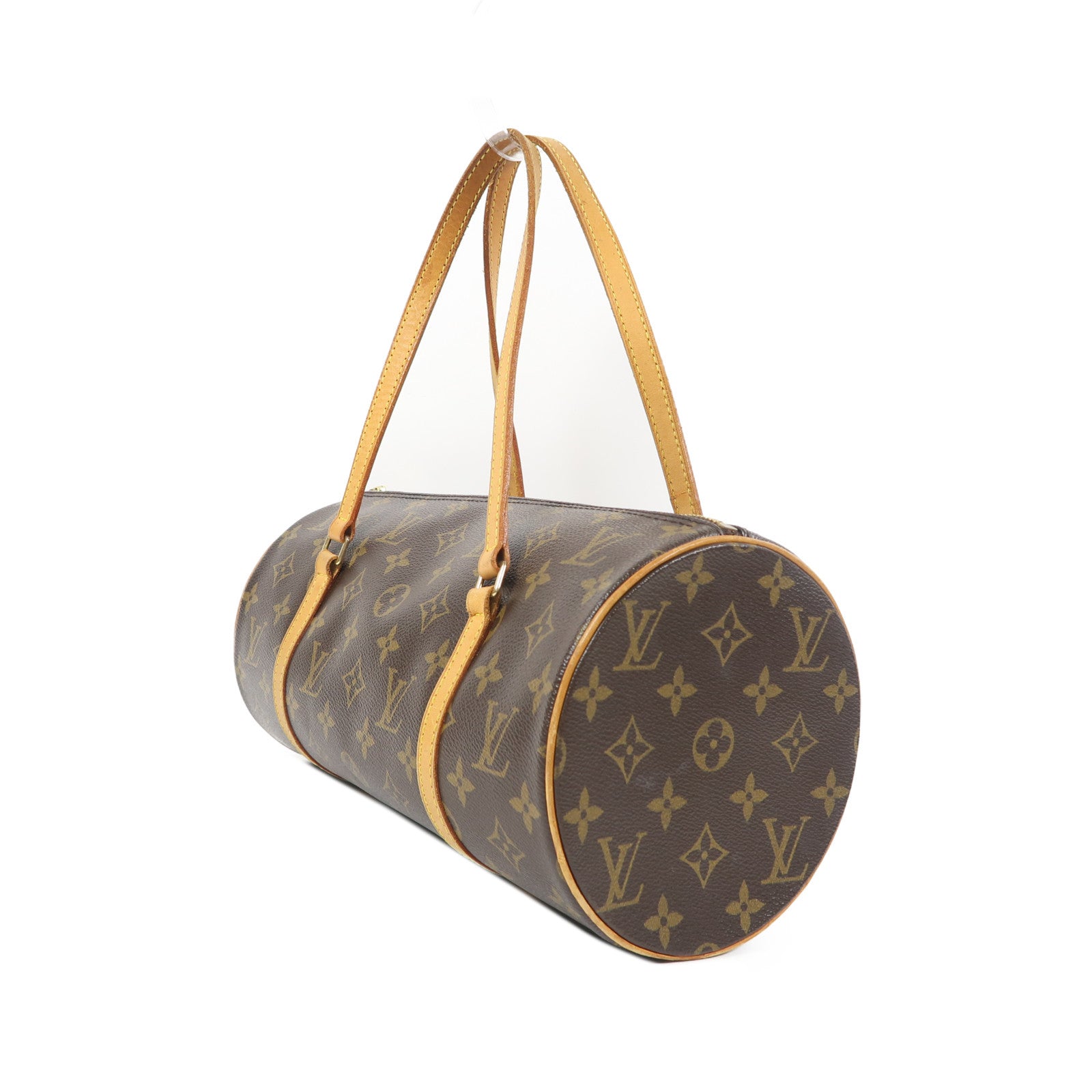 LOUIS VUITTON Monogram Papillon PM金扣手挽袋棕色