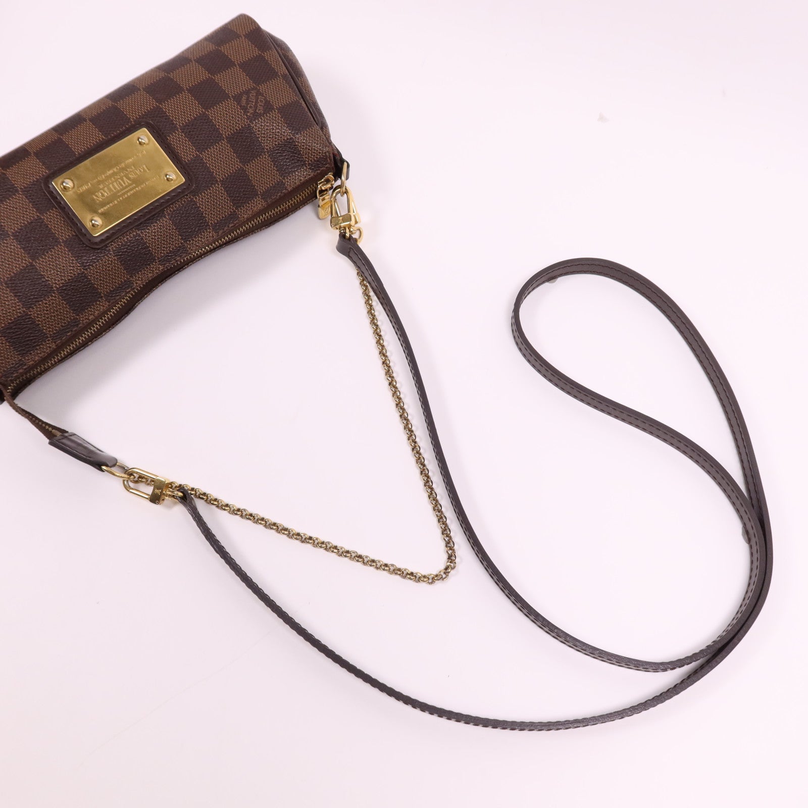 LOUIS VUITTON Damier Eva金扣手挽肩背兩用袋棕色