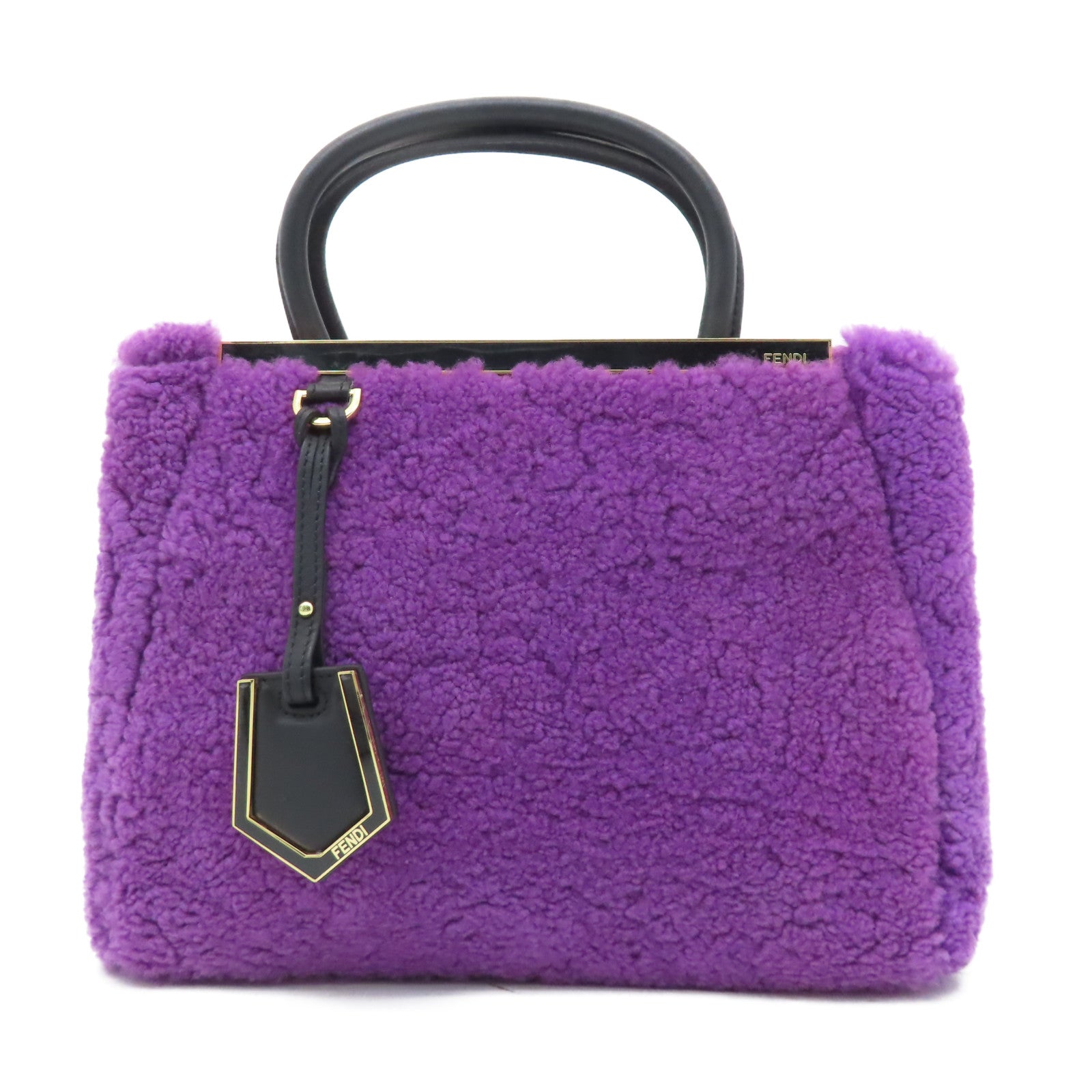 FENDI 【激減優惠】羊毛Handbag金扣手挽袋紫色