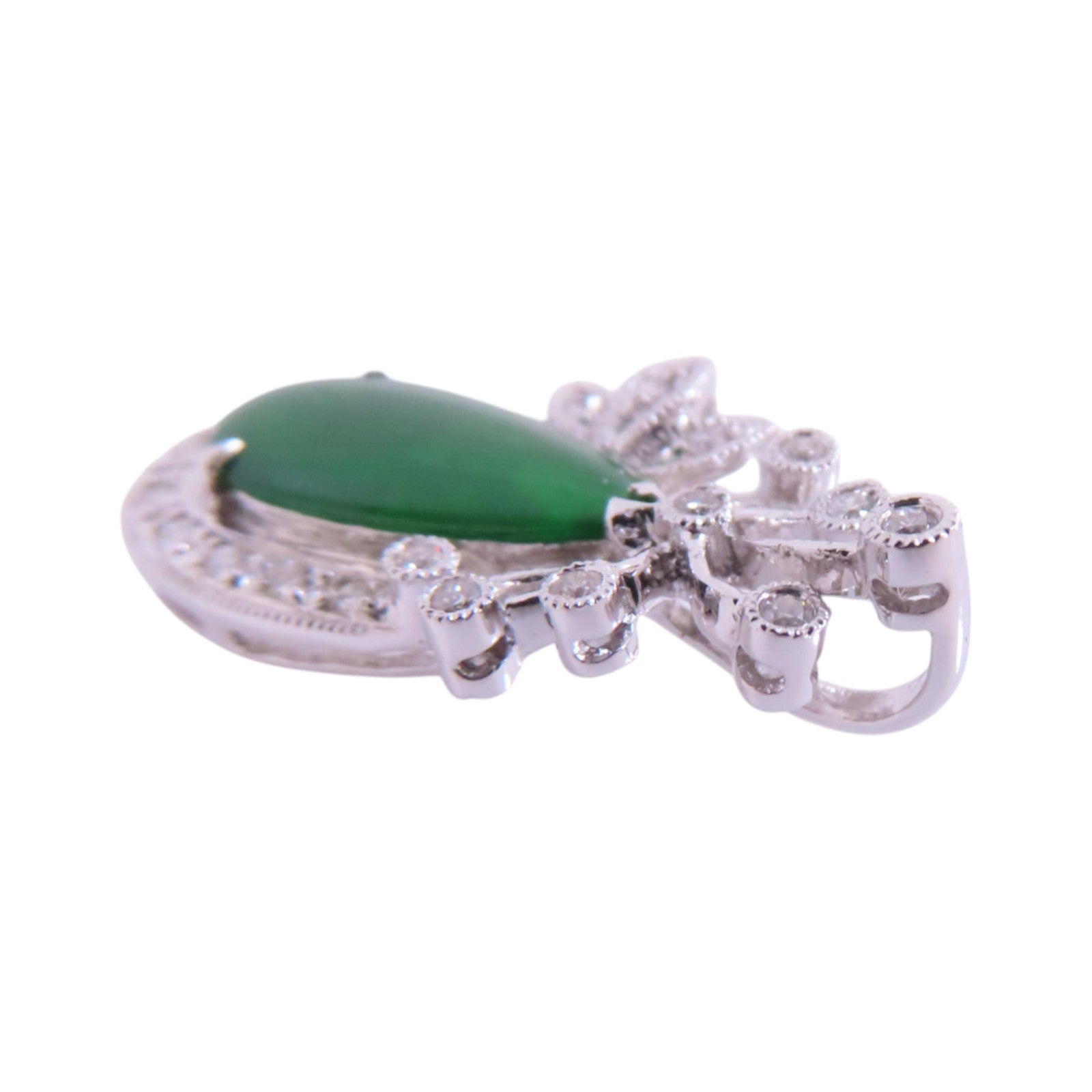 JEWELRY 18K白金/翡翠/鑽石Jade Diamond Pendant Top吊墜頭扣