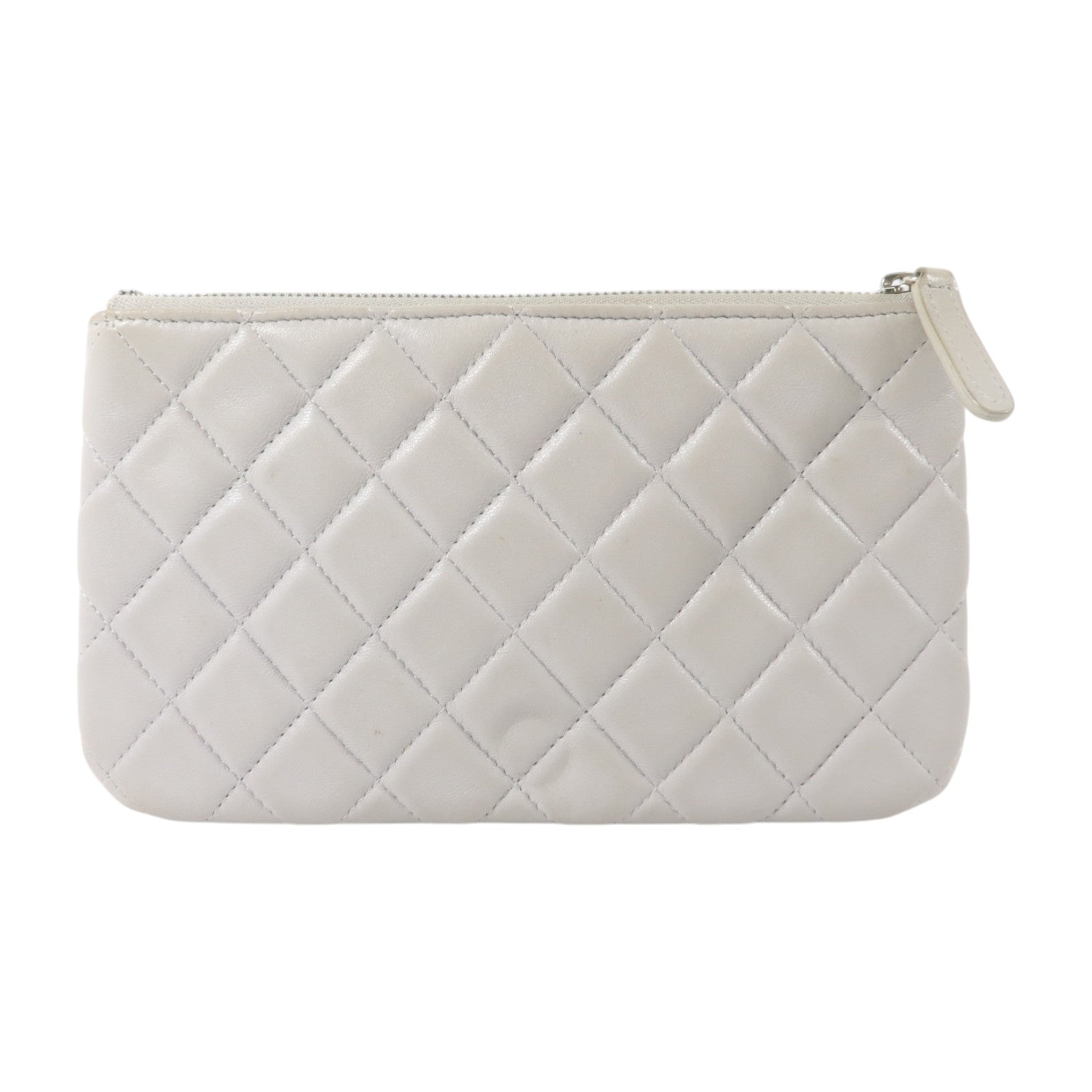 CHANEL 羊皮皮革Pouch銀扣小袋