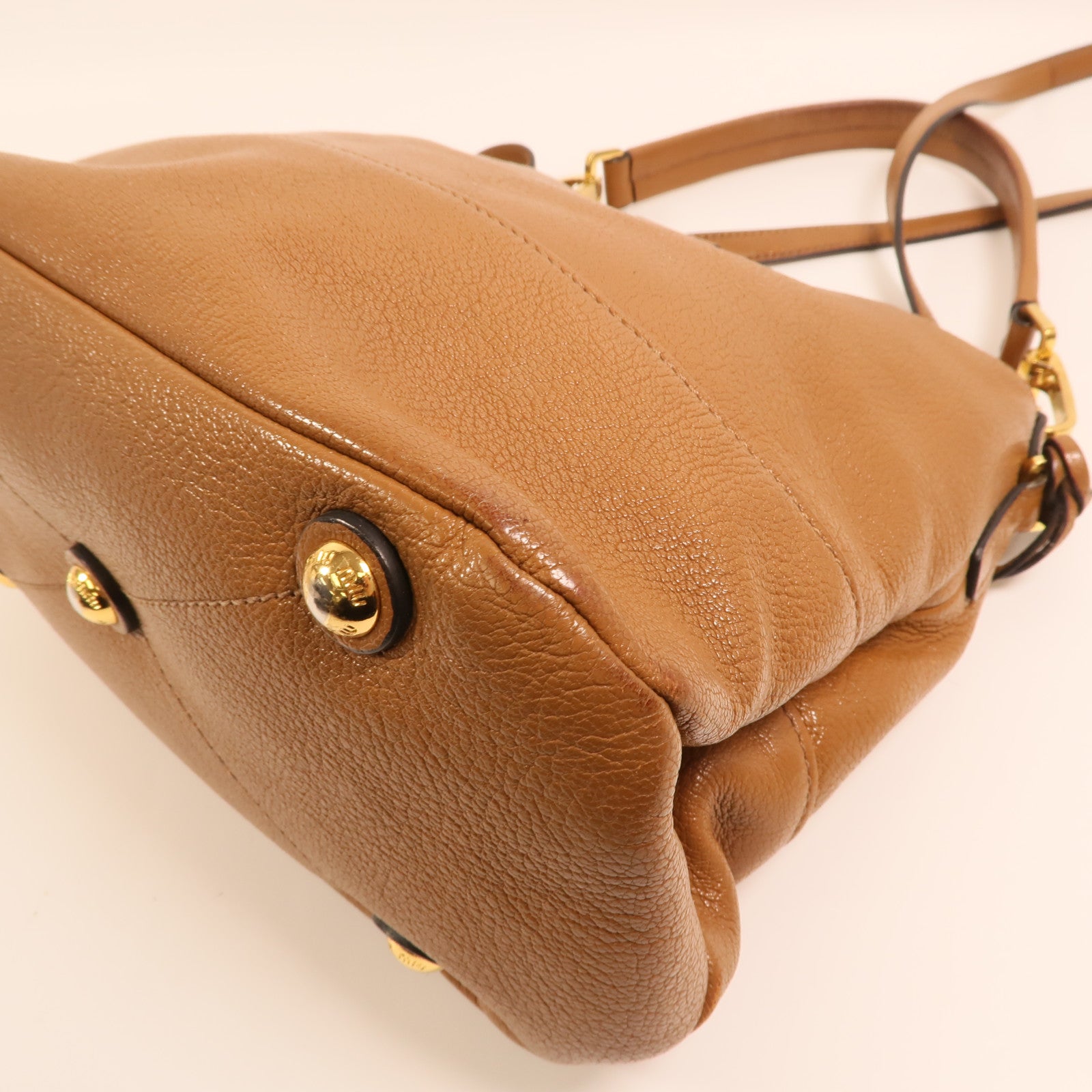 Miu Miu 牛皮皮革2 Way Shoulder金扣手挽肩背兩用袋