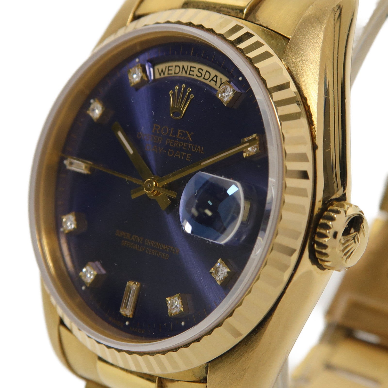 ROLEX Day-Date 18K黃金手錶自動機芯深藍色