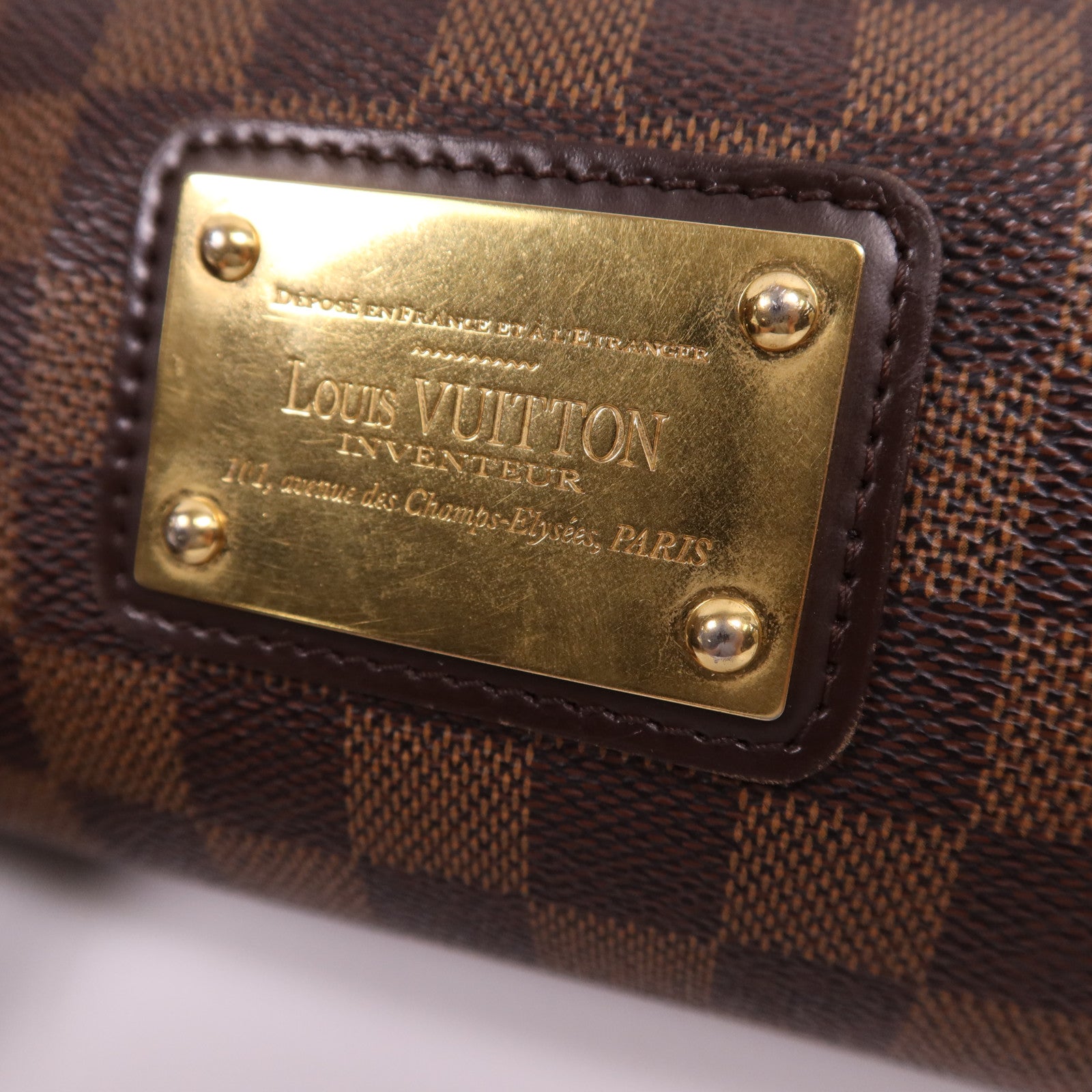 LOUIS VUITTON Damier Eva金扣手挽肩背兩用袋棕色