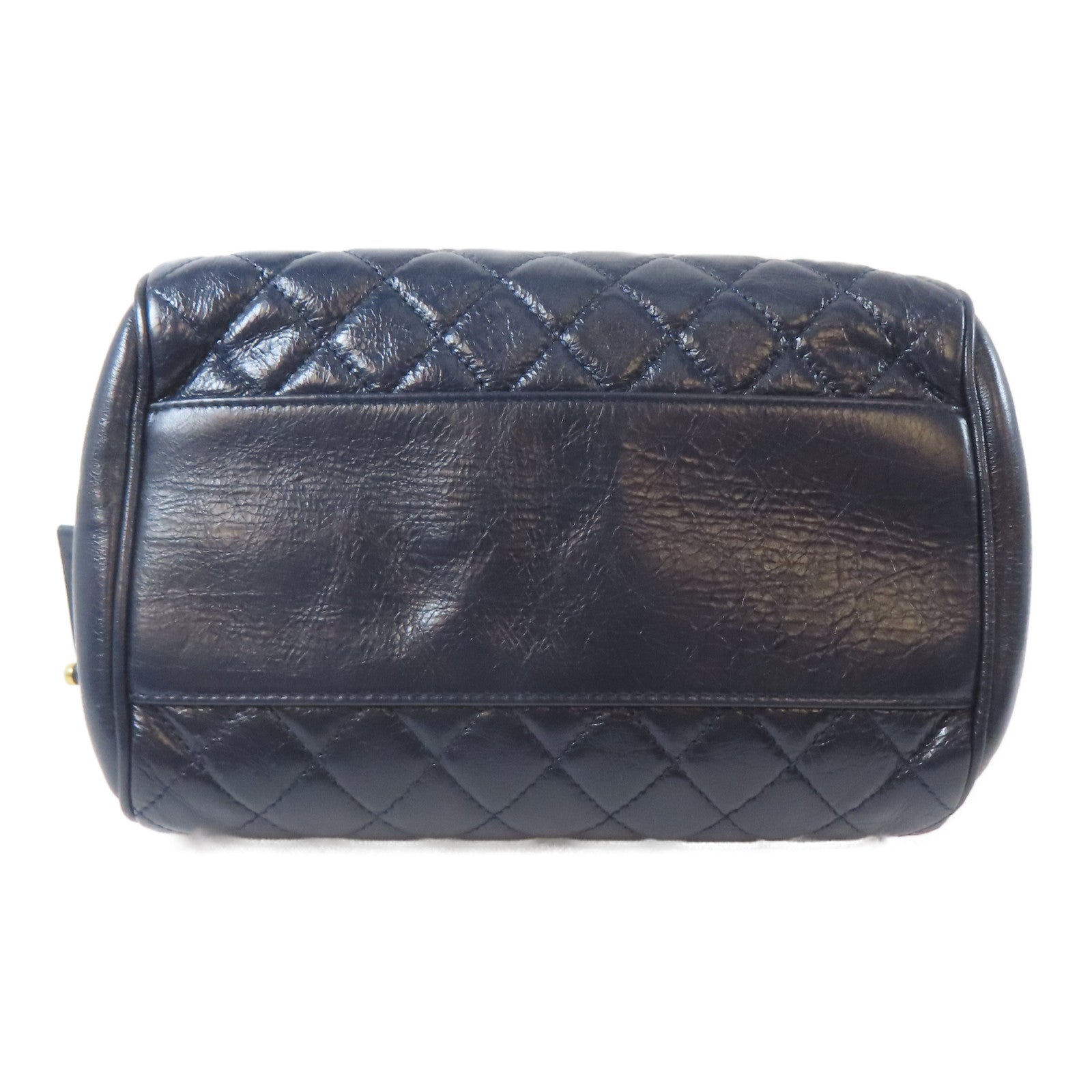 CHANEL 菱格牛皮皮革Coco Mark Chain Bag金扣鏈帶肩背袋深藍色