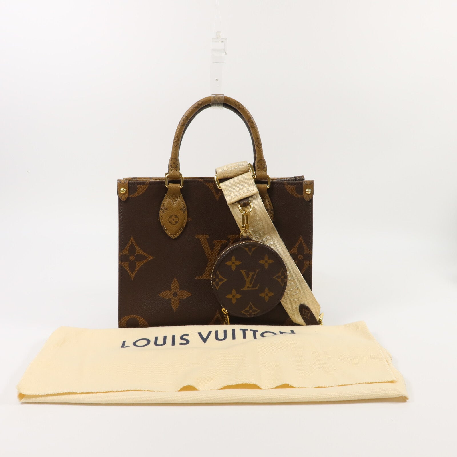 LOUIS VUITTON Monogram Giant OnTheGo PM金扣手挽肩背兩用袋棕色