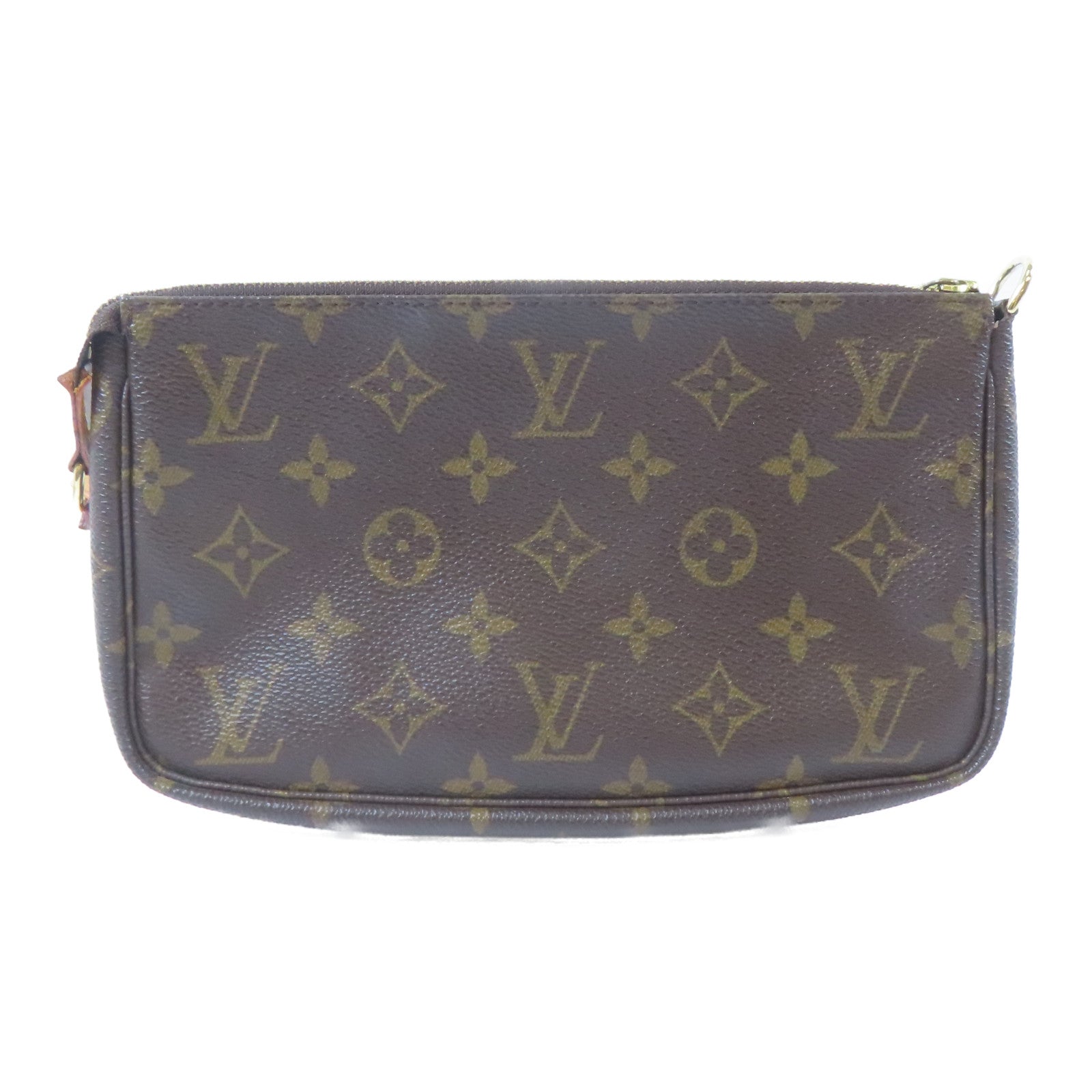 LOUIS VUITTON 【激減優惠】Monogram Pochette Accessories金扣手挽袋啡色