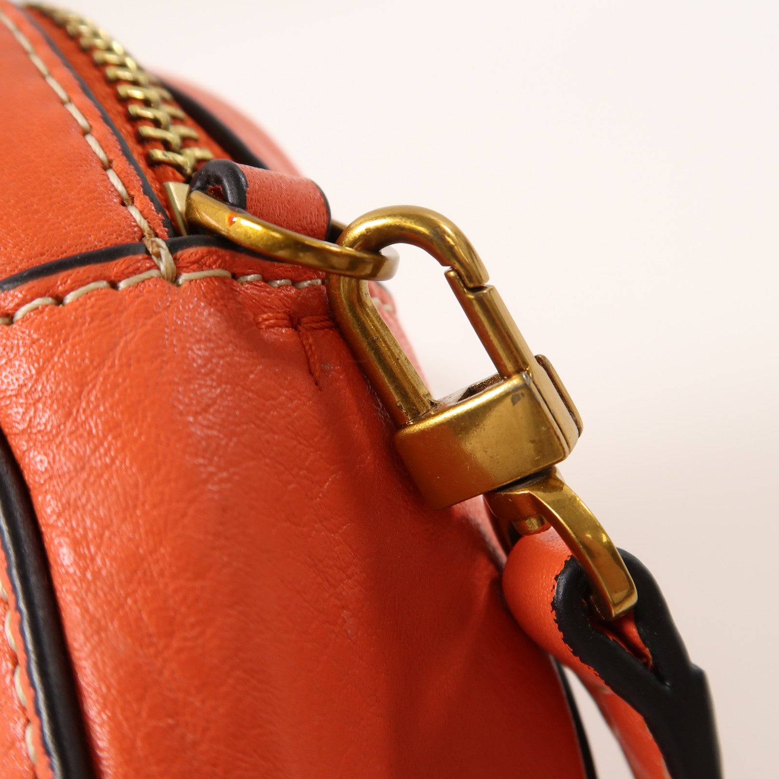 Tory Burch 牛皮皮革Shoulder Bag金扣肩背袋橙色