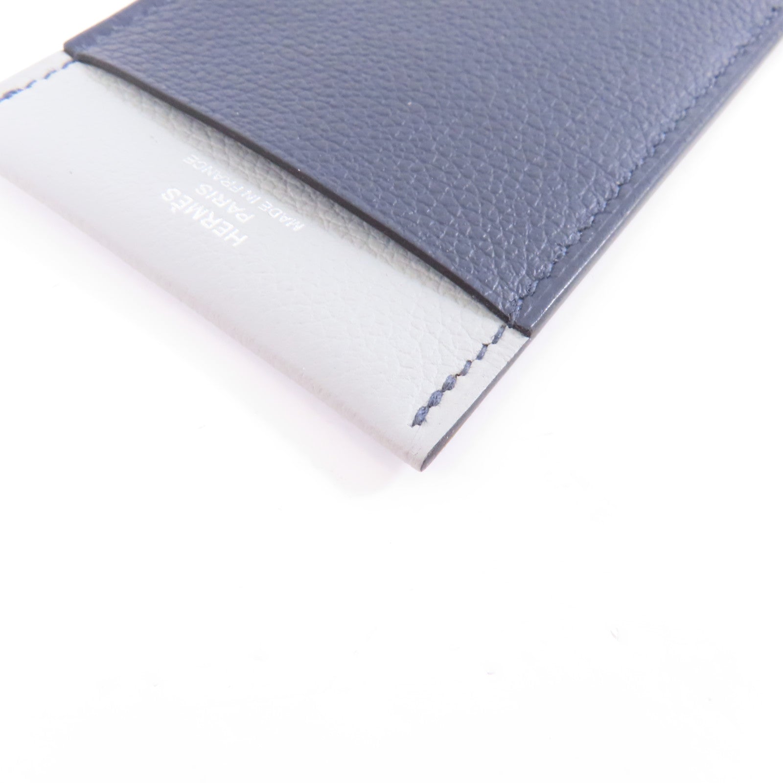 HERMES Clemence皮革Card Case卡片套藍色/灰色