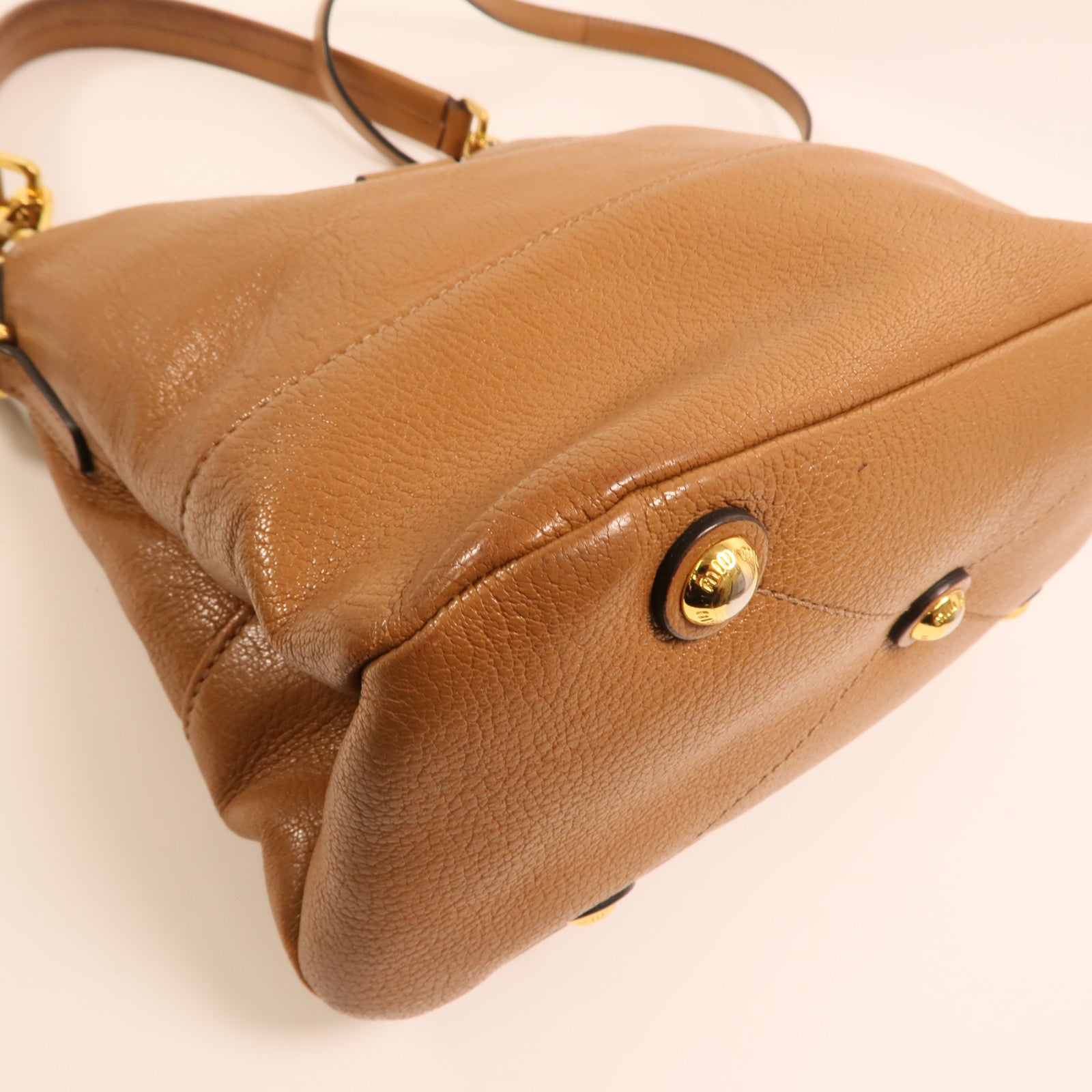 Miu Miu 牛皮皮革2 Way Shoulder金扣手挽肩背兩用袋