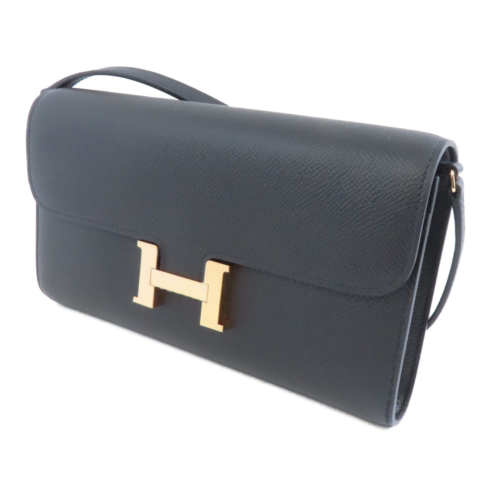 HERMES Epsom皮革Constance To Go金扣肩背袋黑色