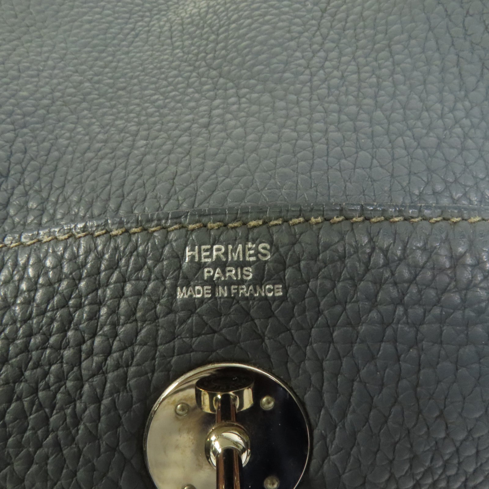 HERMES Clemence皮革Lindy 26銀扣手挽肩背兩用袋Bleu Orage