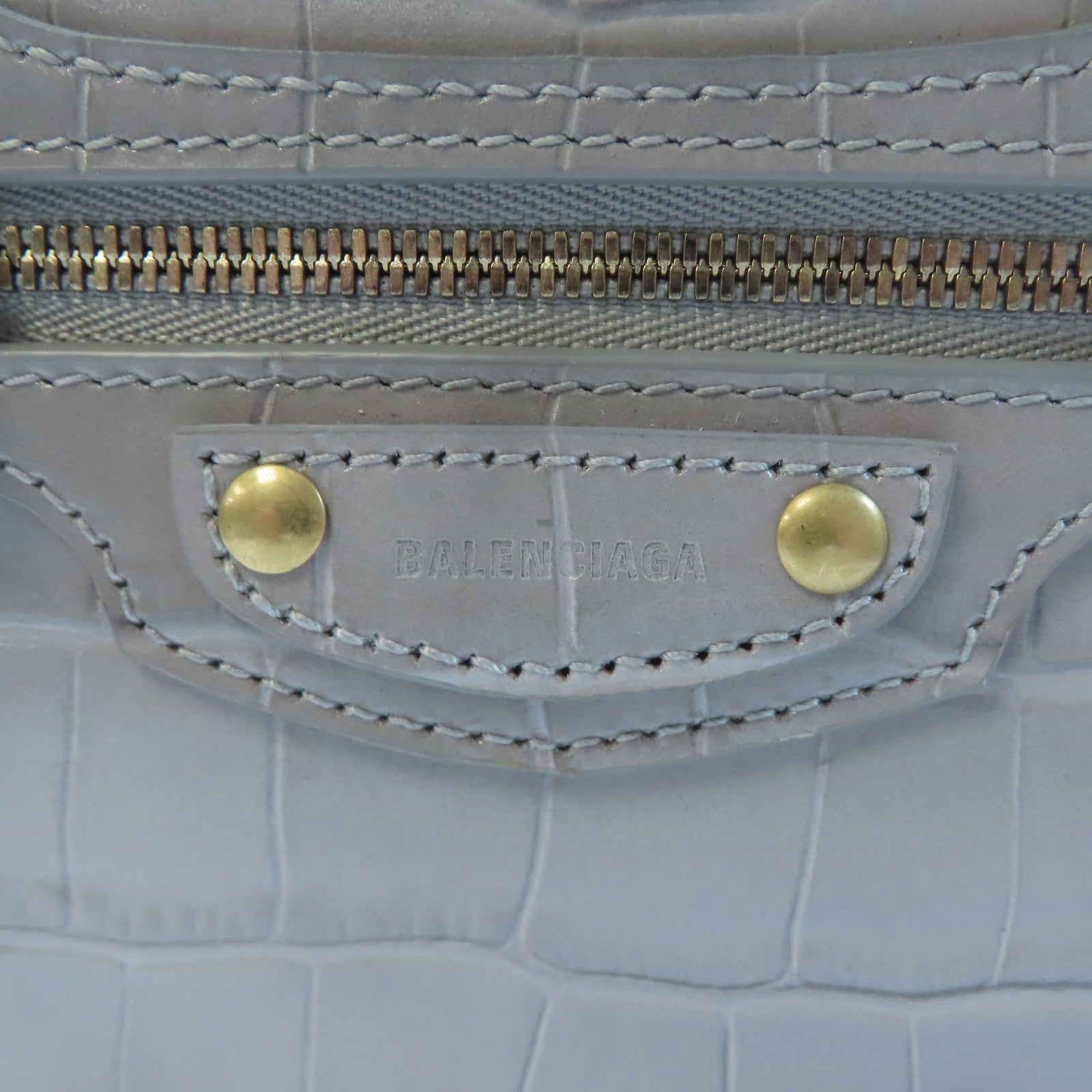 BALENCIAGA 牛皮皮革Neo Classic Mini金扣手挽肩背兩用袋灰色