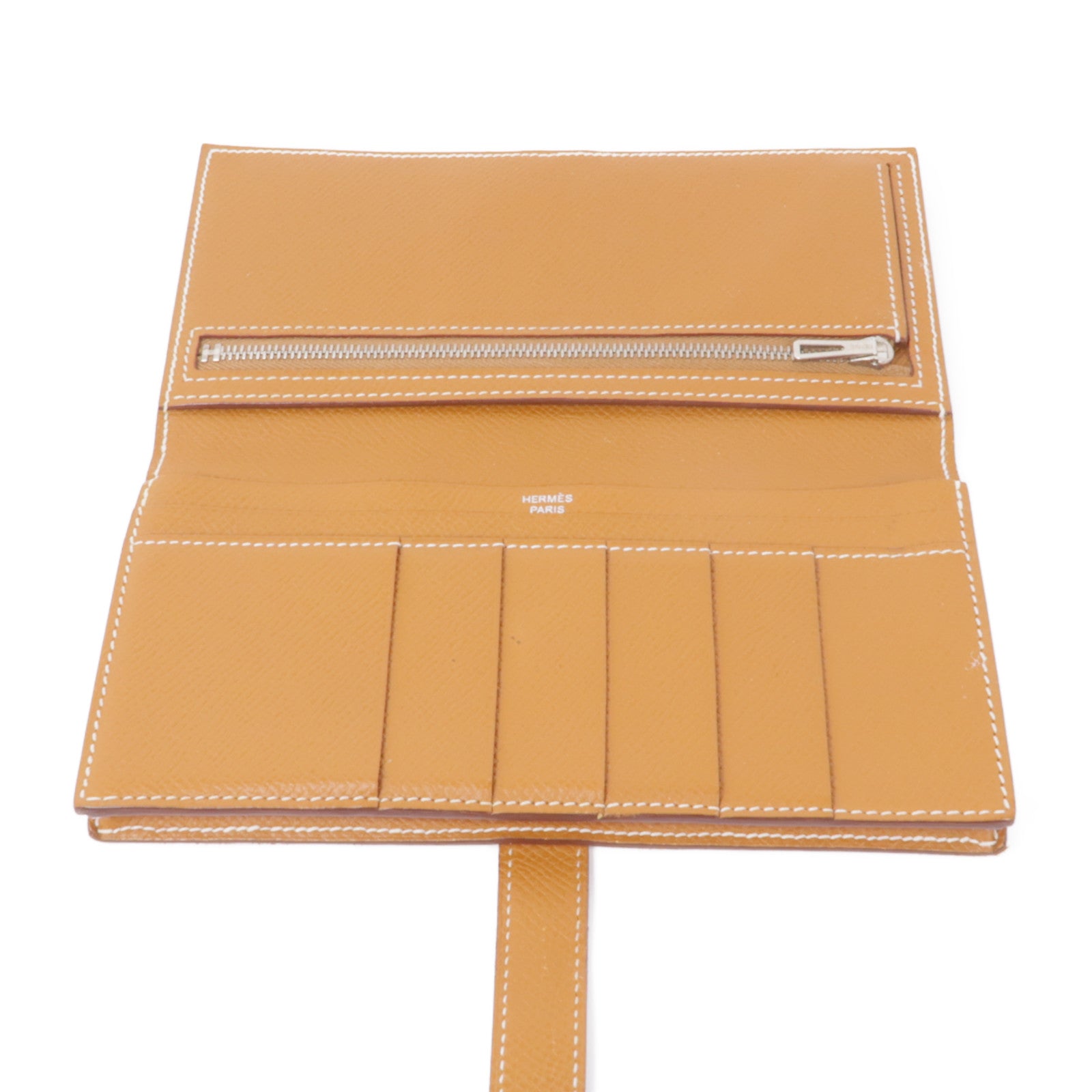 HERMES Epsom皮革Bearn Wallet銀扣長錢包Gold