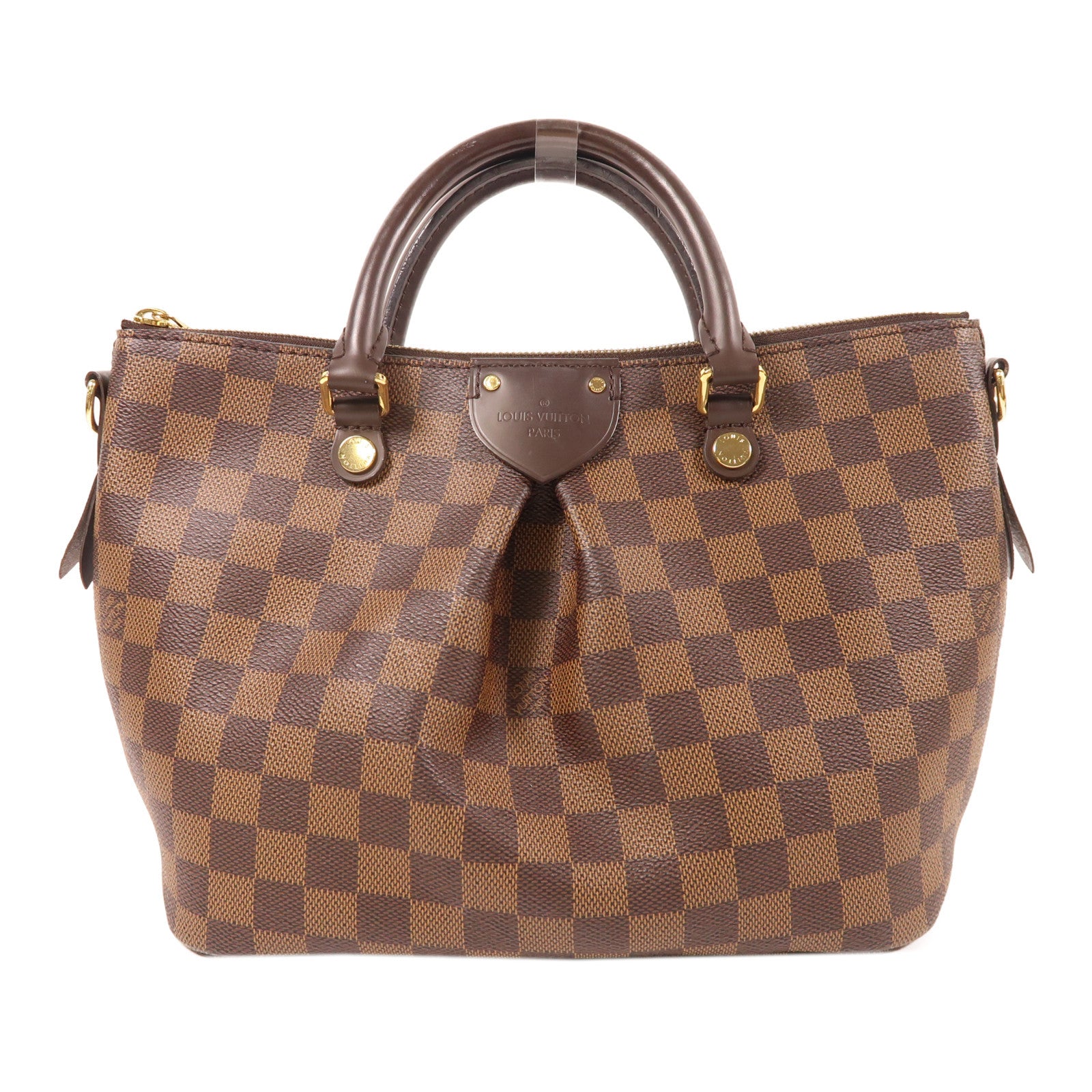 LOUIS VUITTON Damier Siena Satchel PM金扣手挽袋棕色