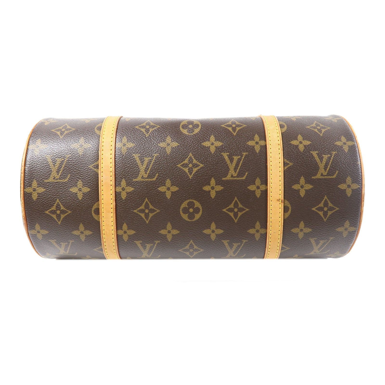 LOUIS VUITTON Monogram Papillon PM金扣手挽袋棕色