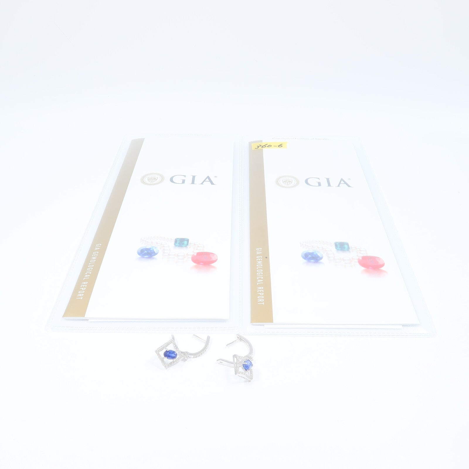 JEWELRY 18K白金Sapphire Diamond Earrings藍寶石/鑽石耳環