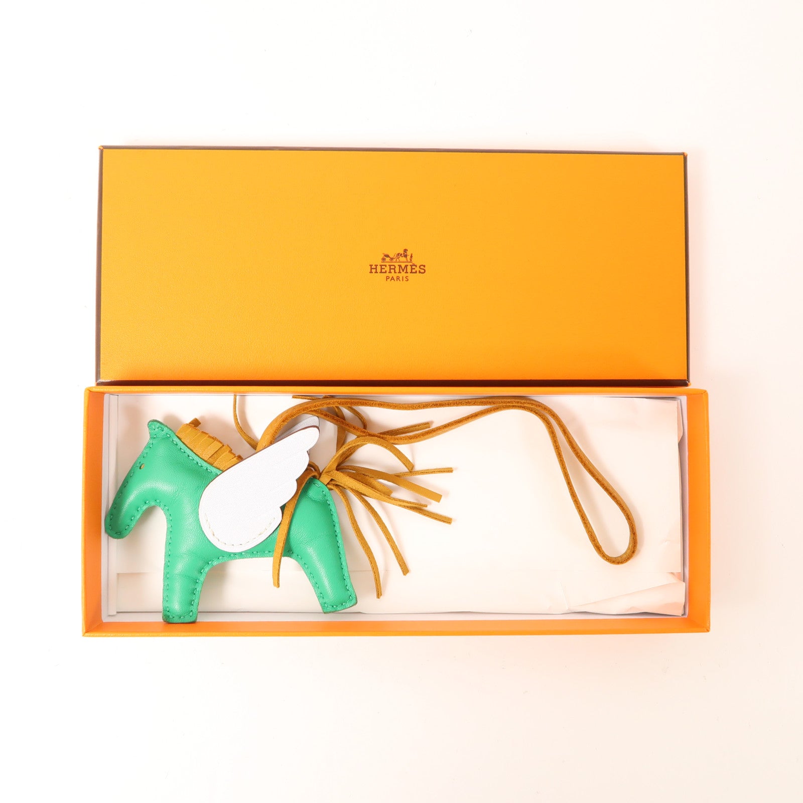 HERMES Rodeo Pegase PM Charm Swift Leather Green/Light Blue/Brown