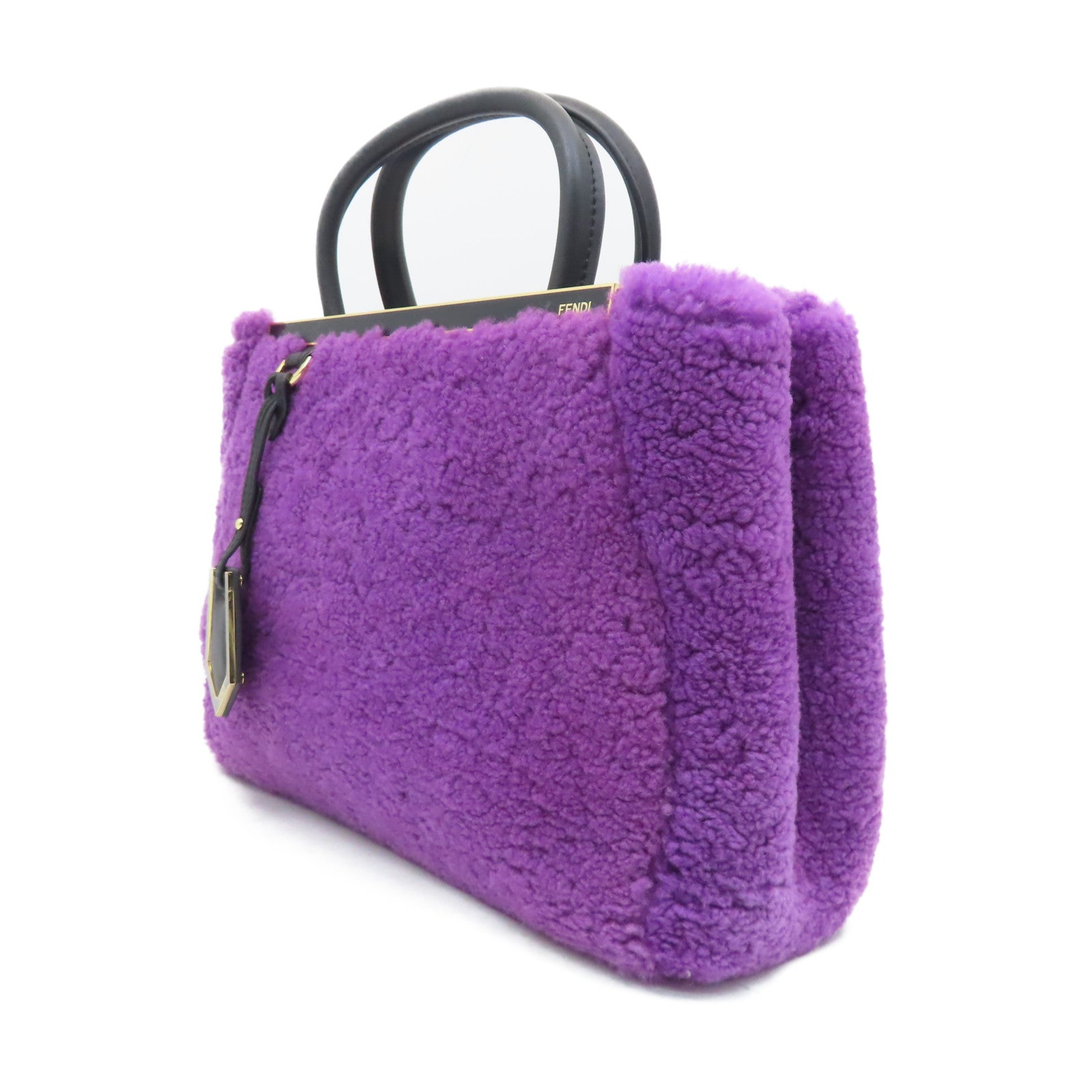 FENDI 【激減優惠】羊毛Handbag金扣手挽袋紫色