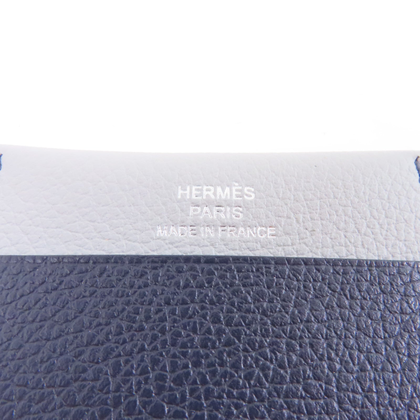 HERMES Clemence皮革Card Case卡片套藍色/灰色