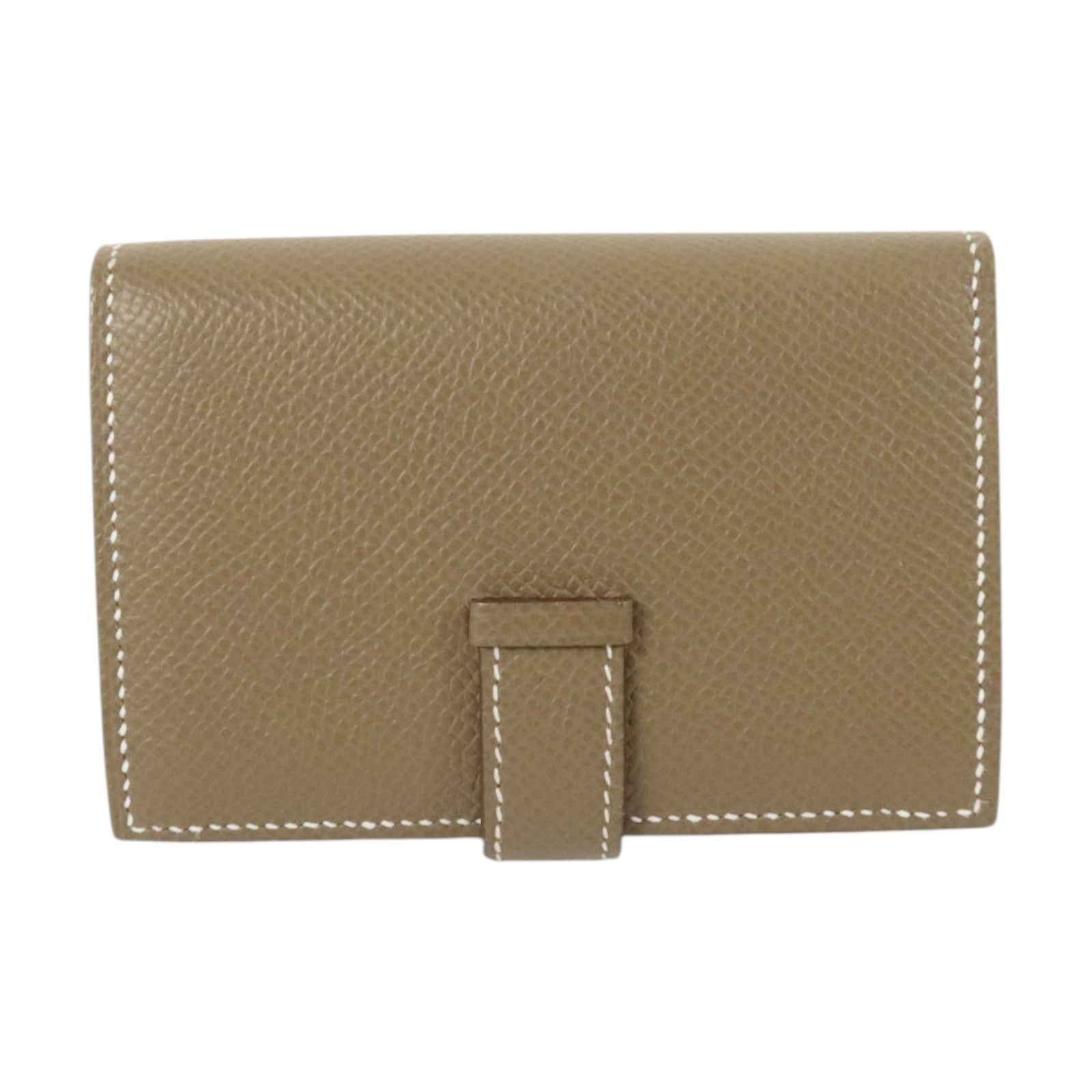 HERMES Epsom皮革Bearn Mini Wallet銀扣錢包Etoupe