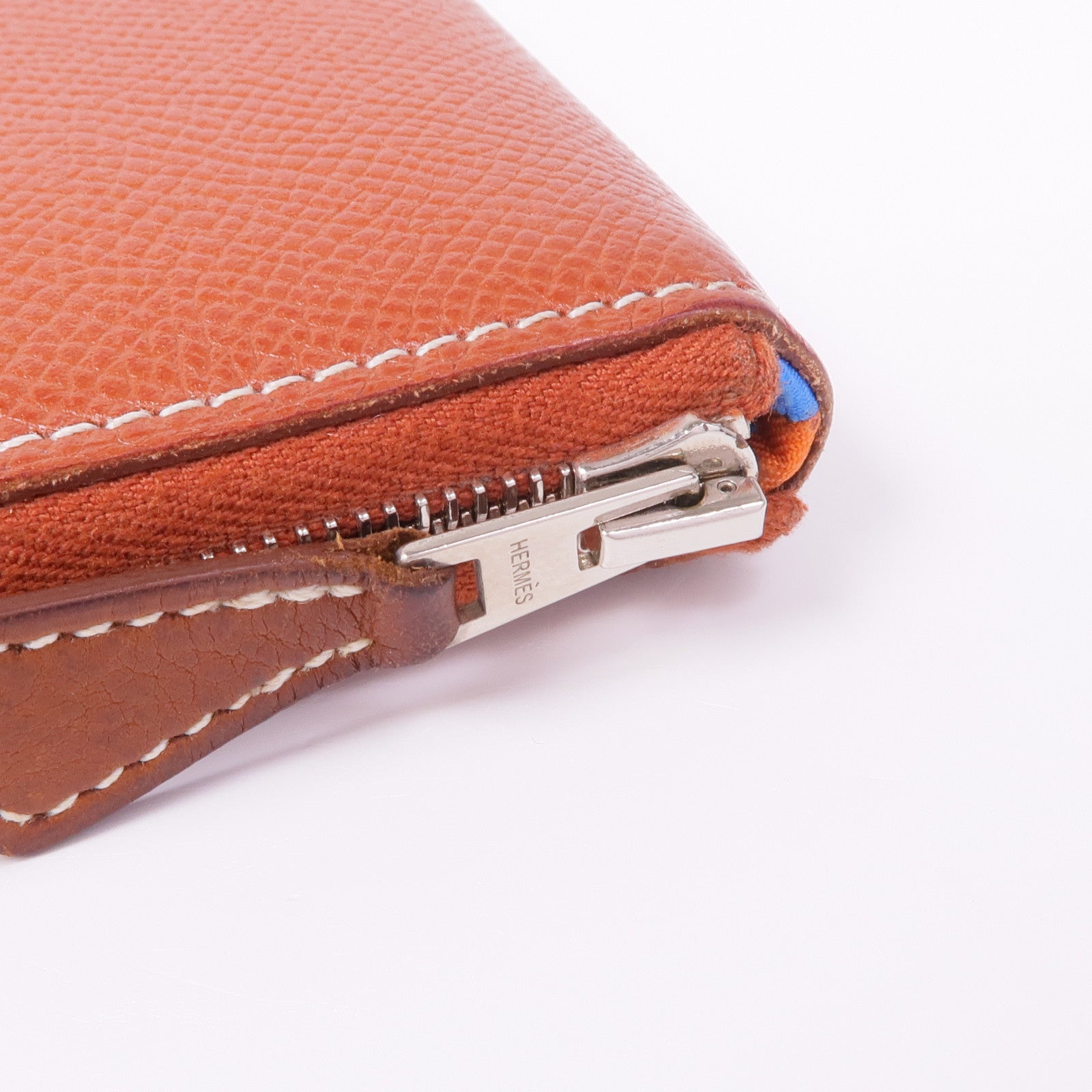 HERMES Epsom皮革Silk'In Wallet銀扣長錢包Brique