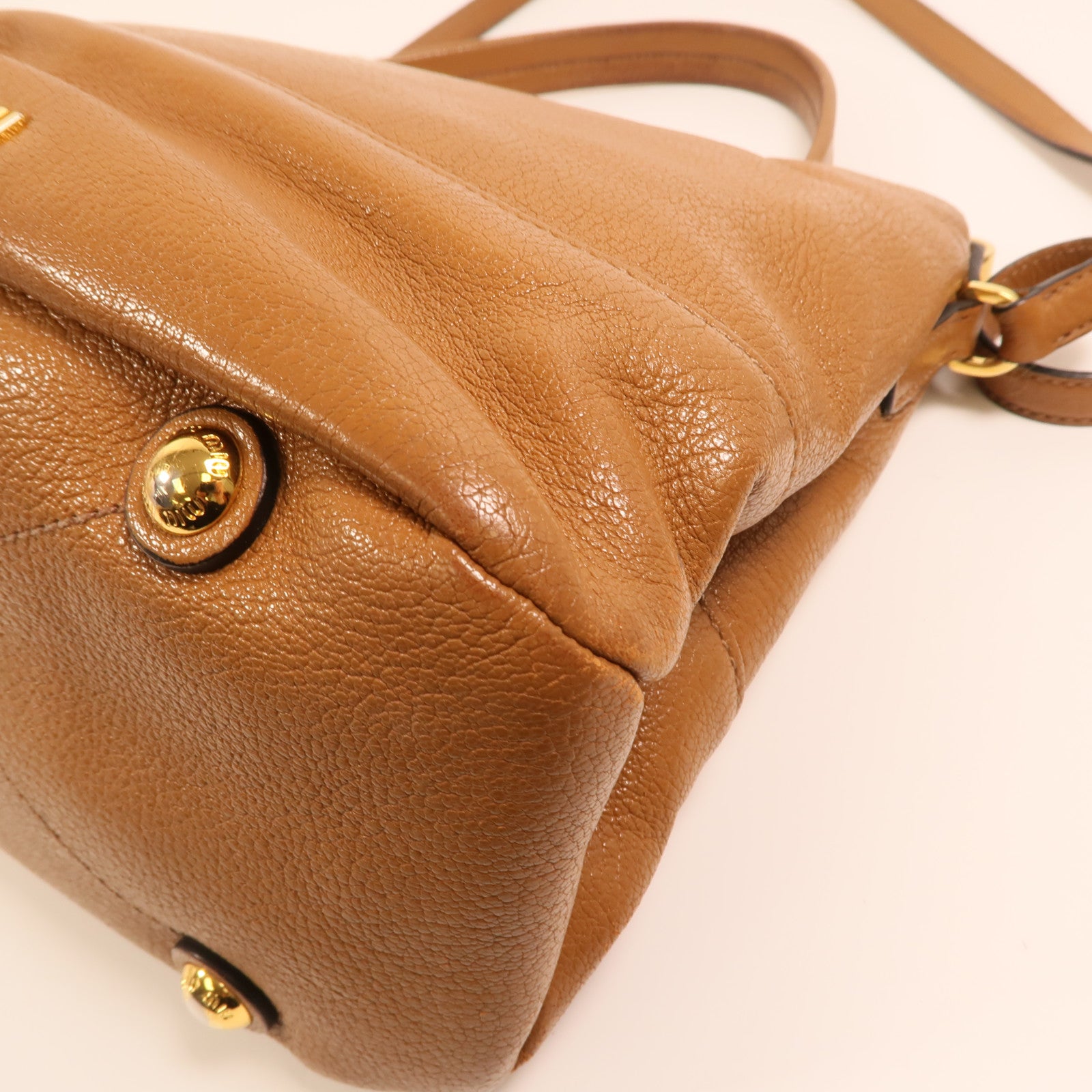Miu Miu 牛皮皮革2 Way Shoulder金扣手挽肩背兩用袋