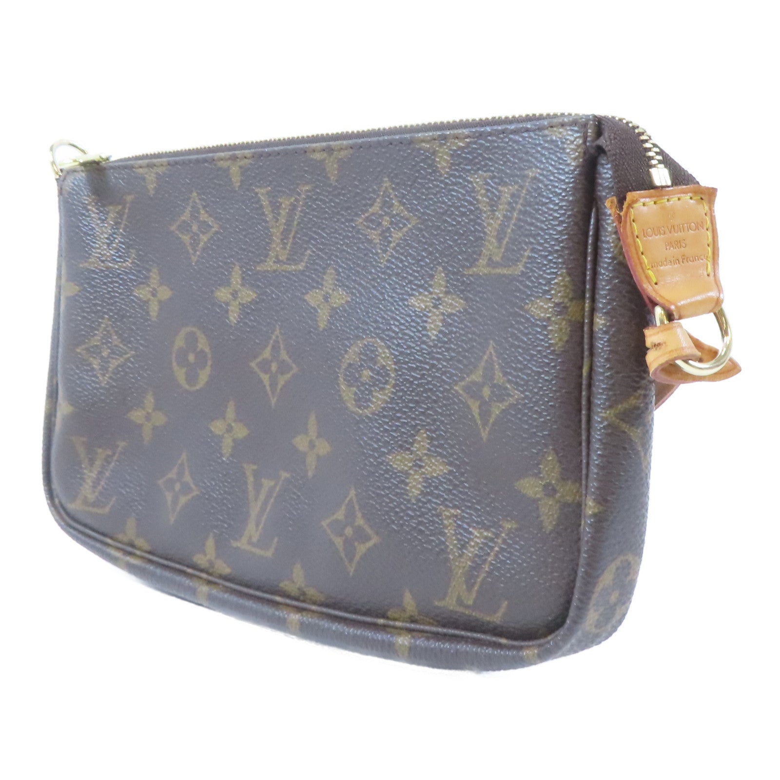 LOUIS VUITTON 【激減優惠】Monogram Pochette Accessories金扣手挽袋啡色